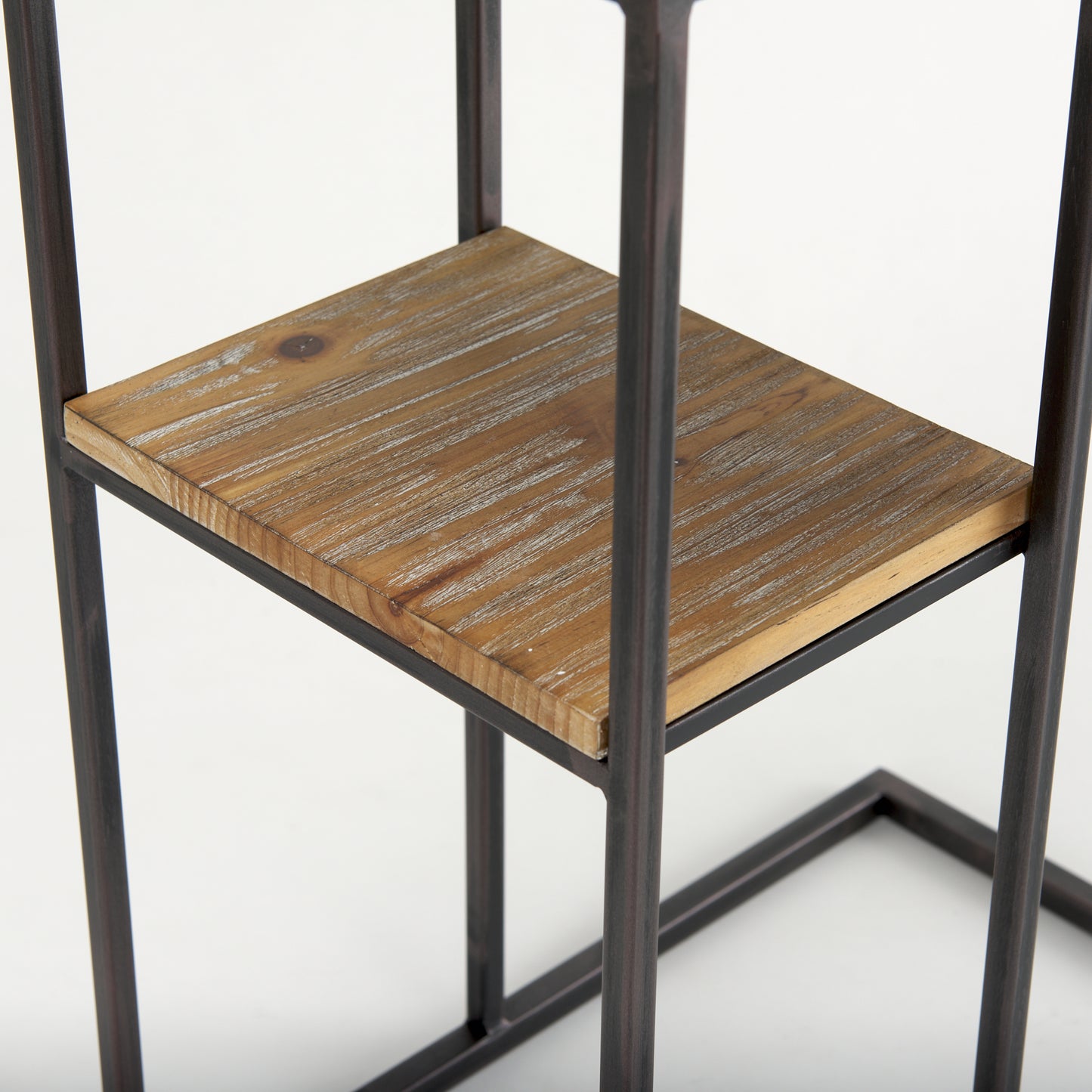Ronin 25"H Rectangle 2-Tier Wood w/ Black Metal Accent Table