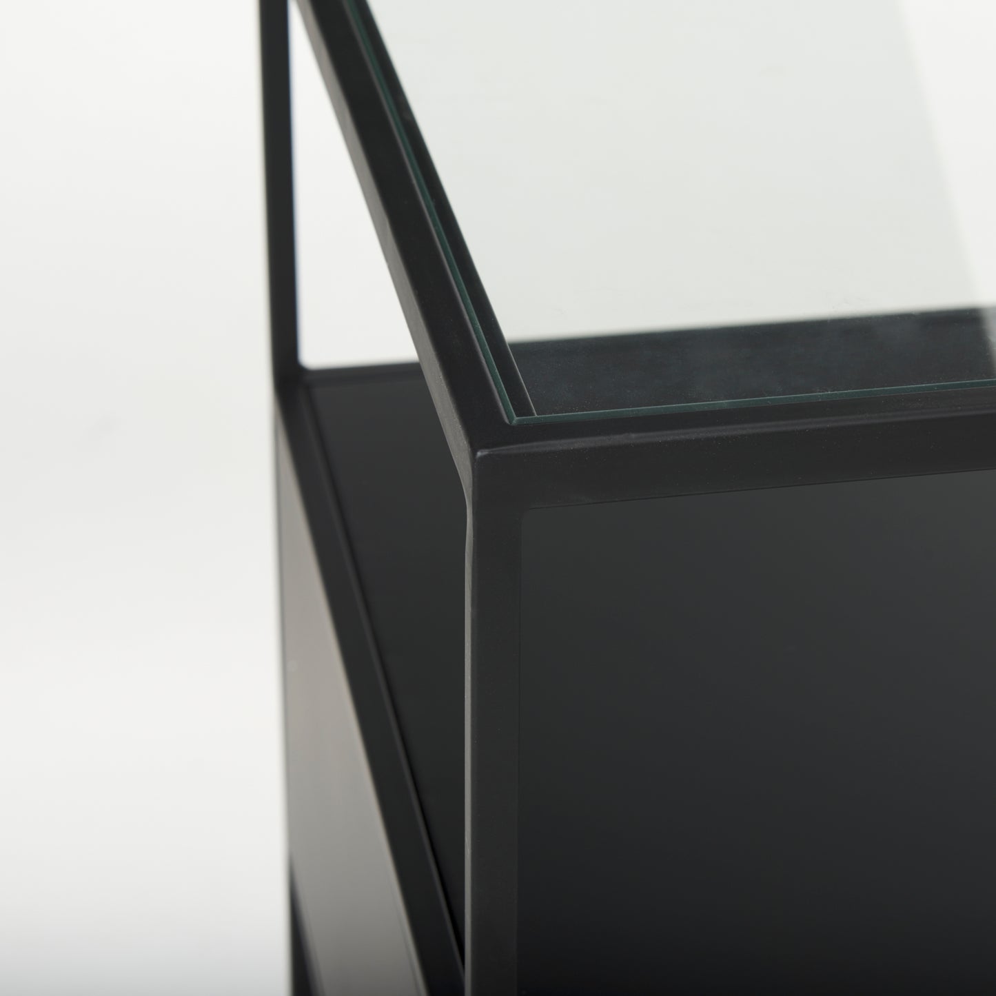 Samson 15.7L x 15.7W x 21.3H Side Table Matte Black Metal and Glass