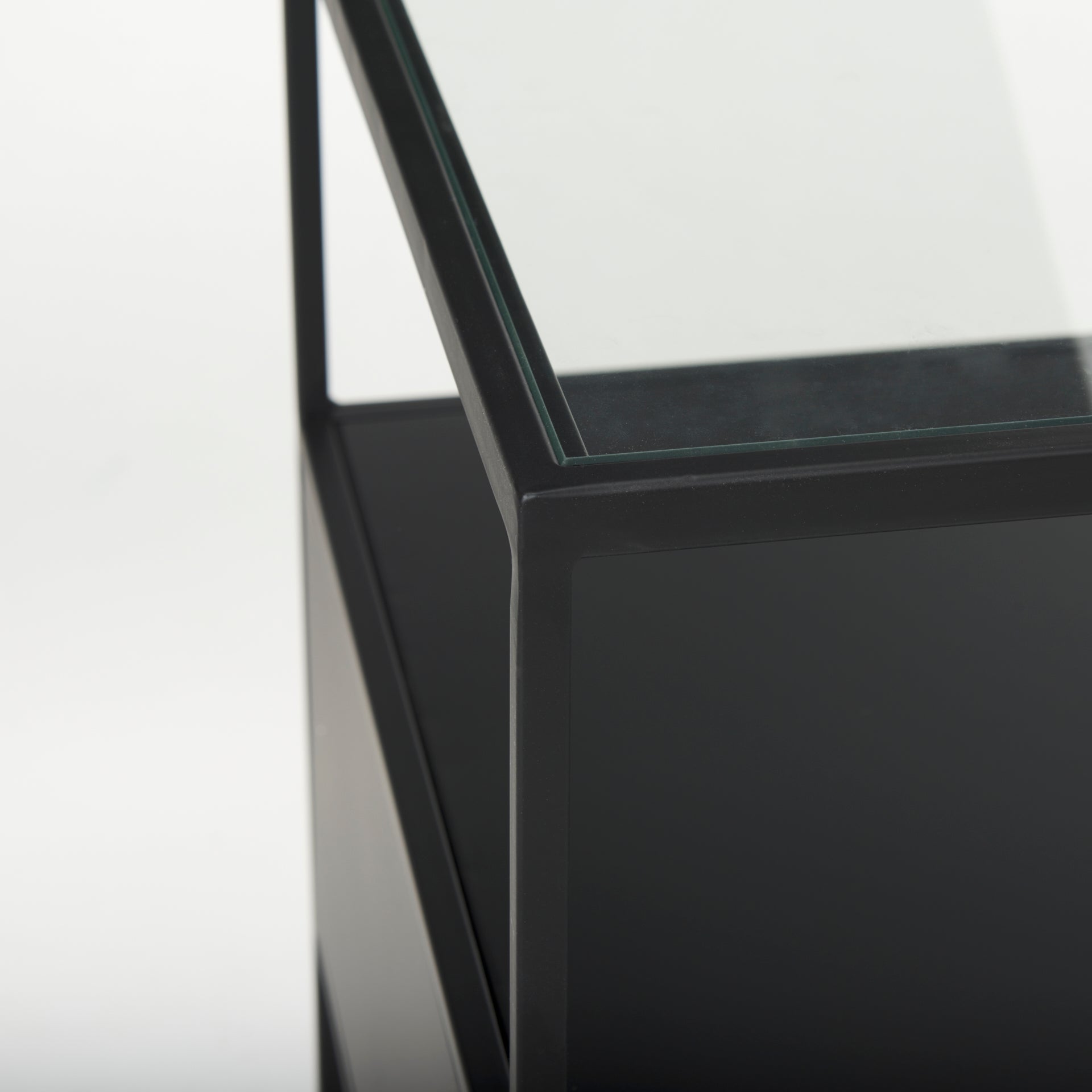 Samson 15.7L x 15.7W x 21.3H Side Table Matte Black Metal and Glass