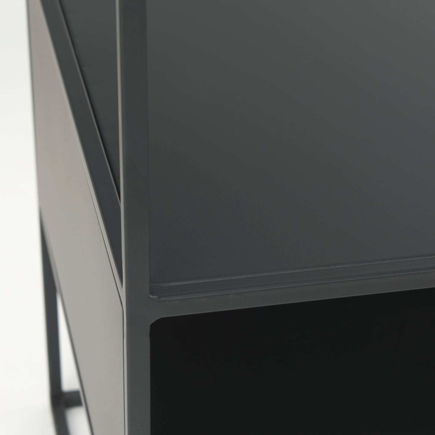 Samson 15.7L x 15.7W x 21.3H Side Table Matte Black Metal and Glass