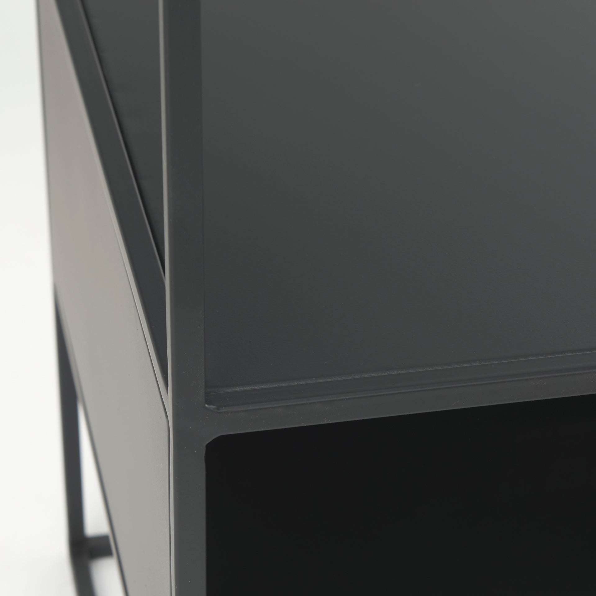 Samson 15.7L x 15.7W x 21.3H Side Table Matte Black Metal and Glass