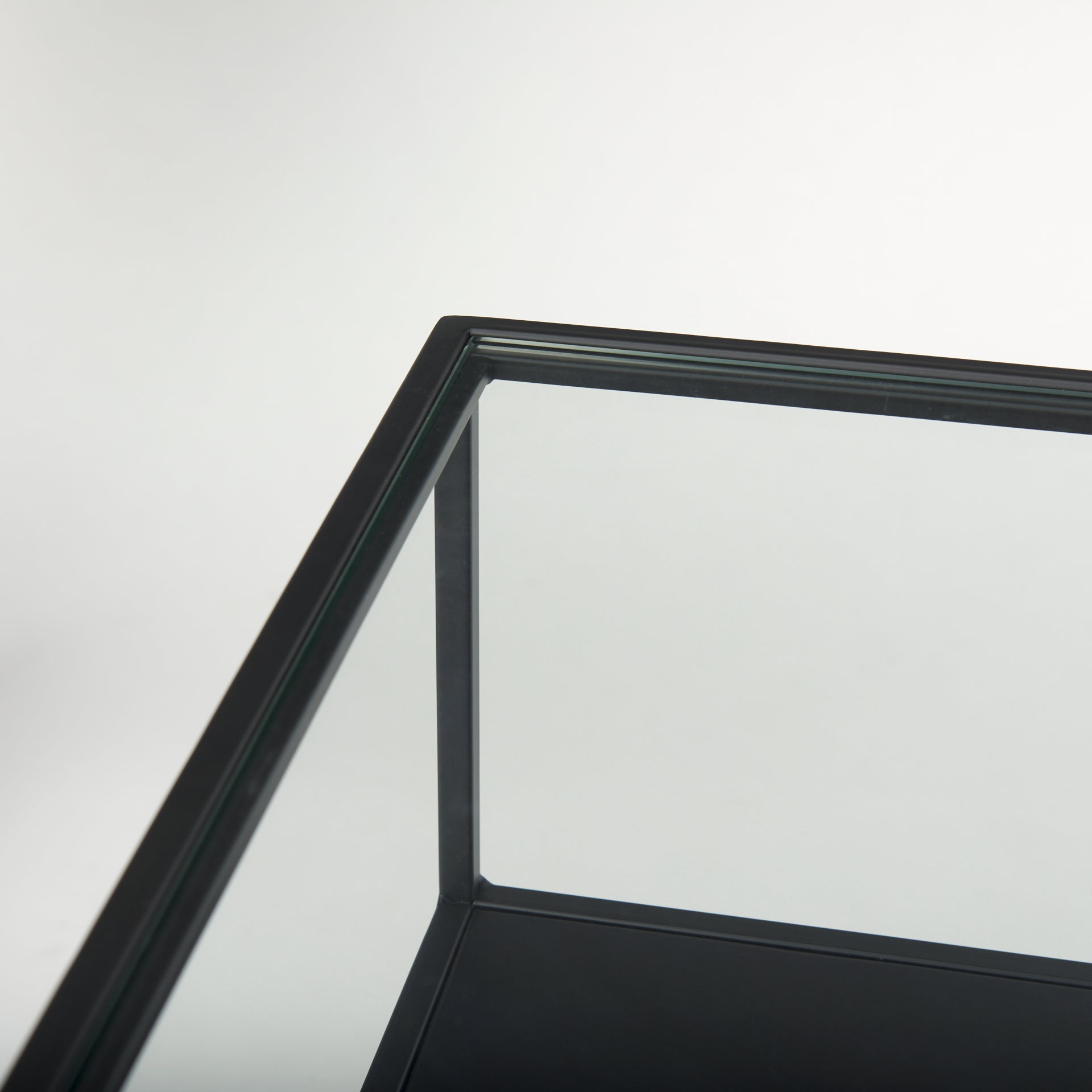 Samson 15.7L x 15.7W x 21.3H Side Table Matte Black Metal and Glass