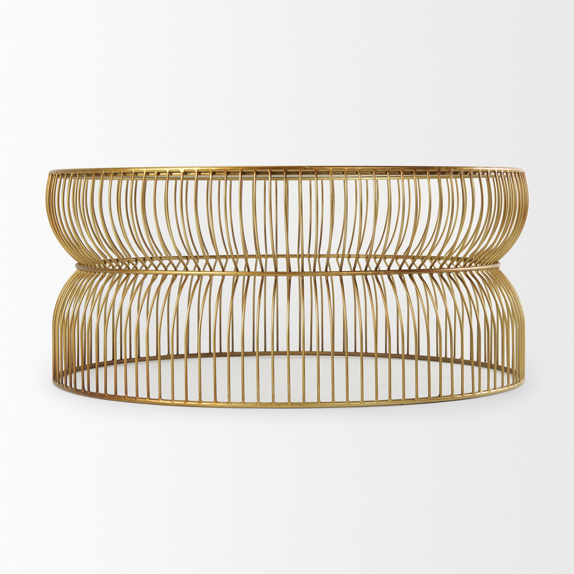 Shani Round Gold Metal w/ Glass Coffee Table