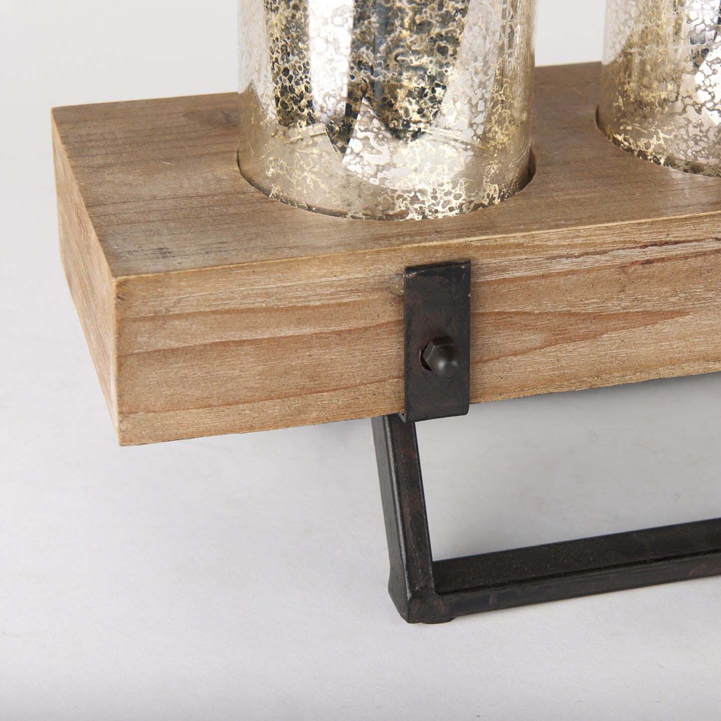 Benk Wood and Black Metal Five Cup Candle Holder