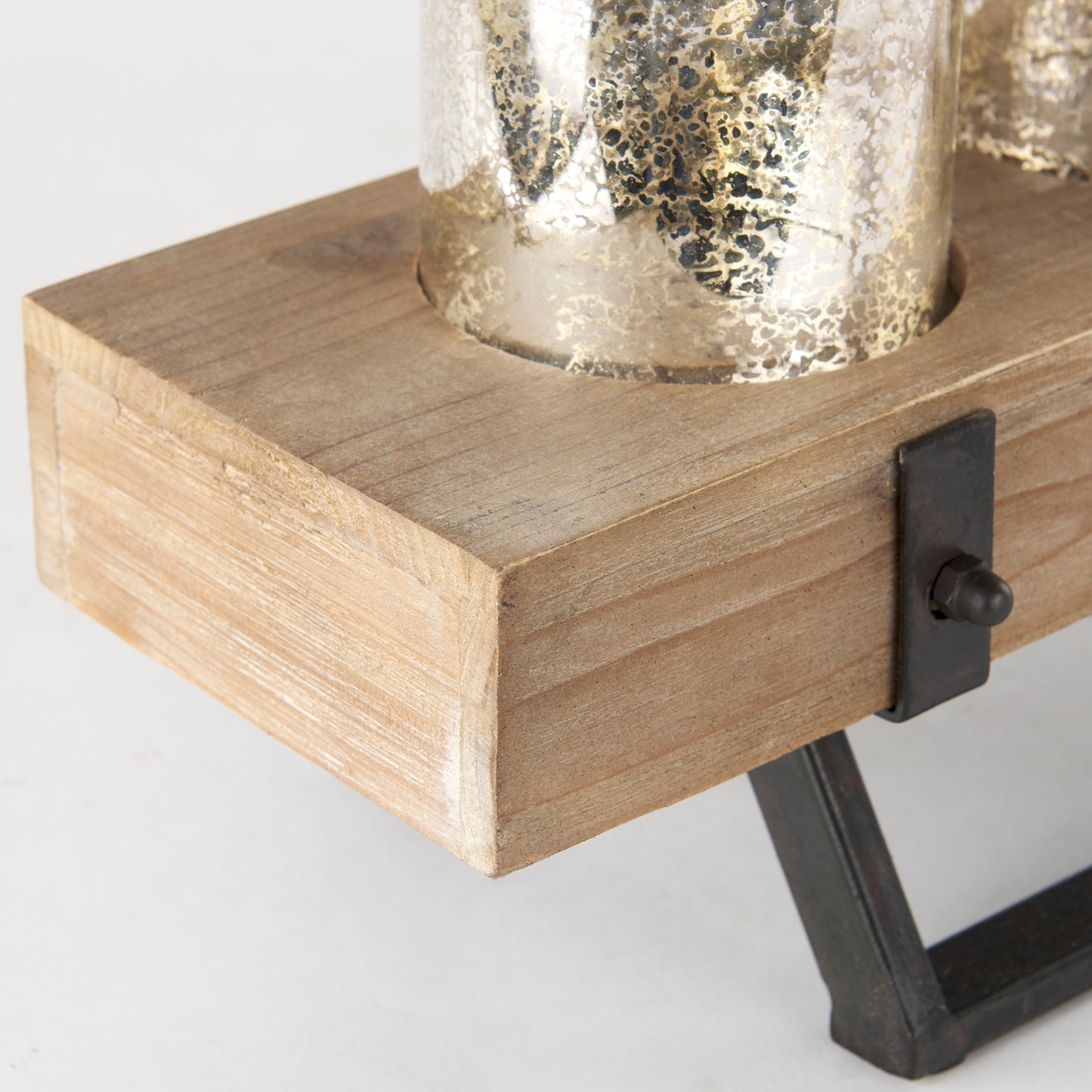 Benk Wood and Black Metal Five Cup Candle Holder