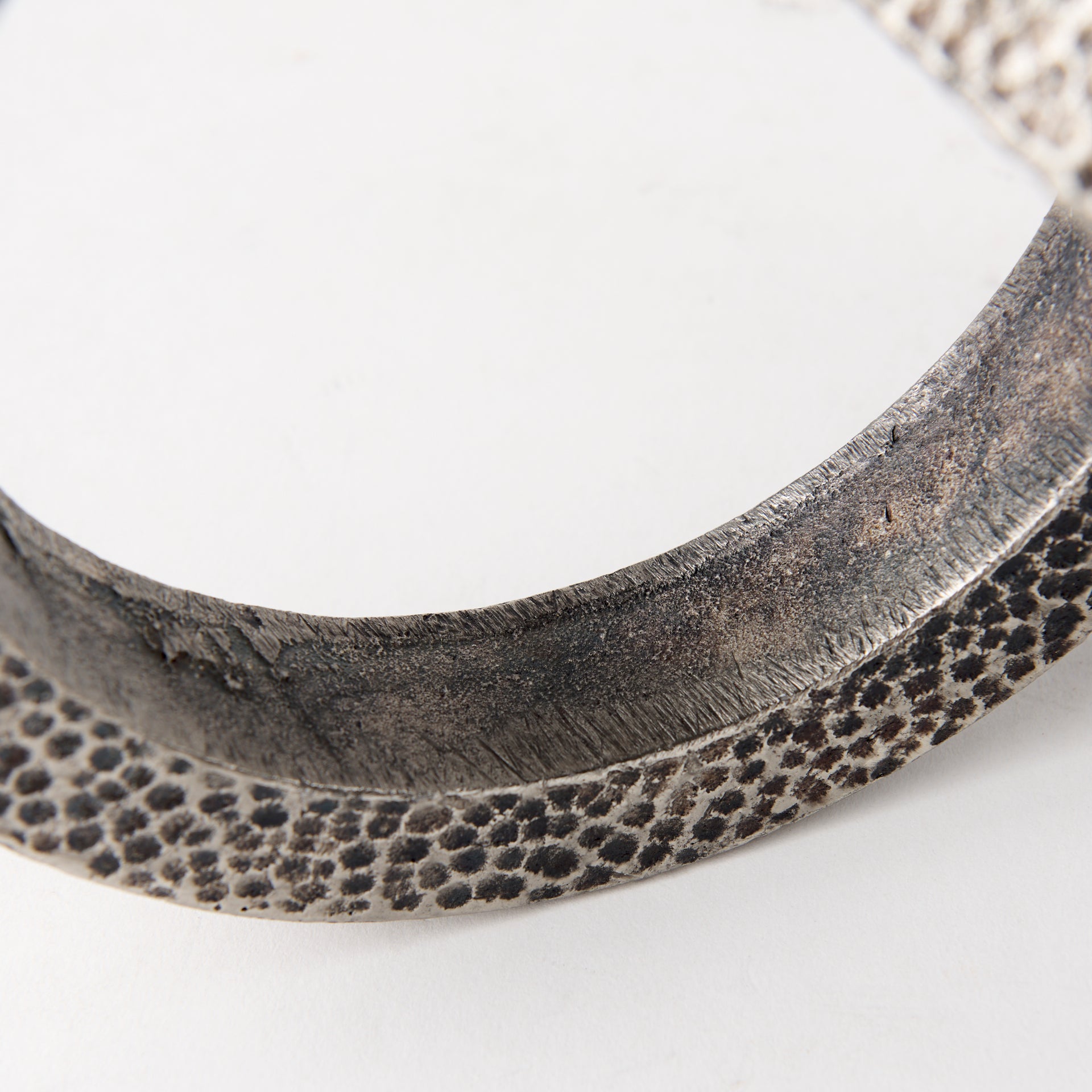 Rafiki Two Blackened Silver Hammered Finish Metal Conjoined Circles
