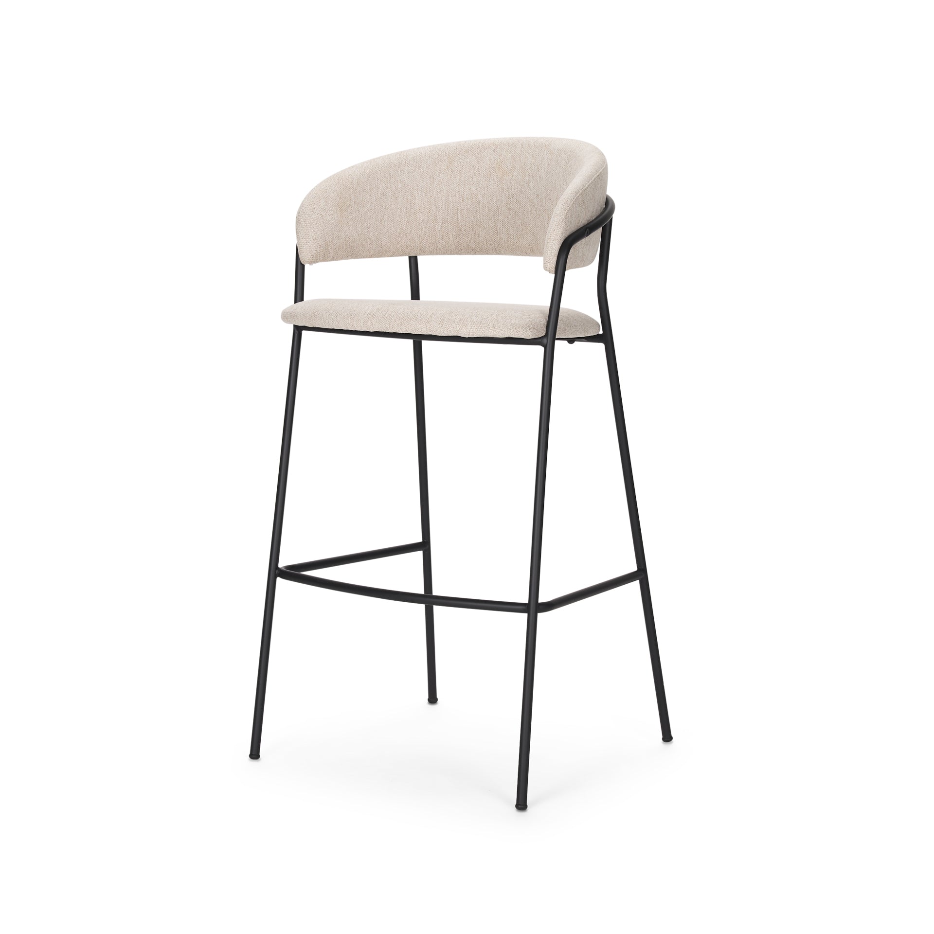 Carolyn Bar Stool w/ Oatmeal Fabric & Matte Black Metal