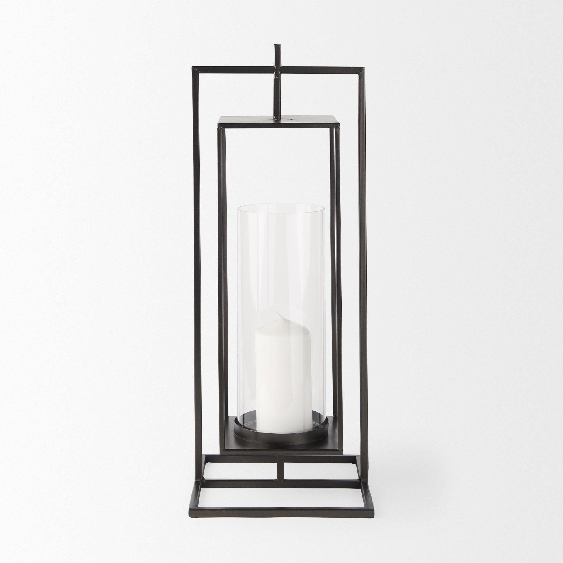 Albus I Large Black Metal Rectangular Table Candle Holder