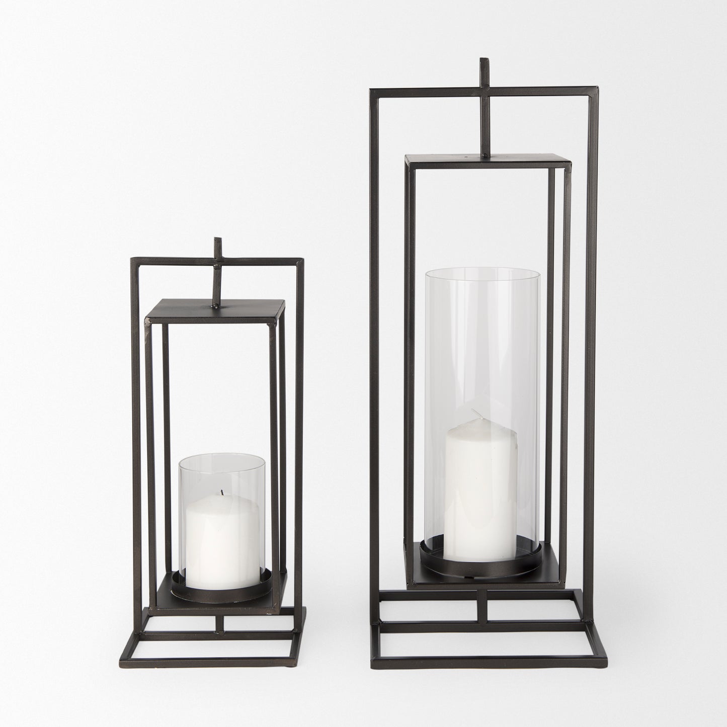 Albus I Large Black Metal Rectangular Table Candle Holder