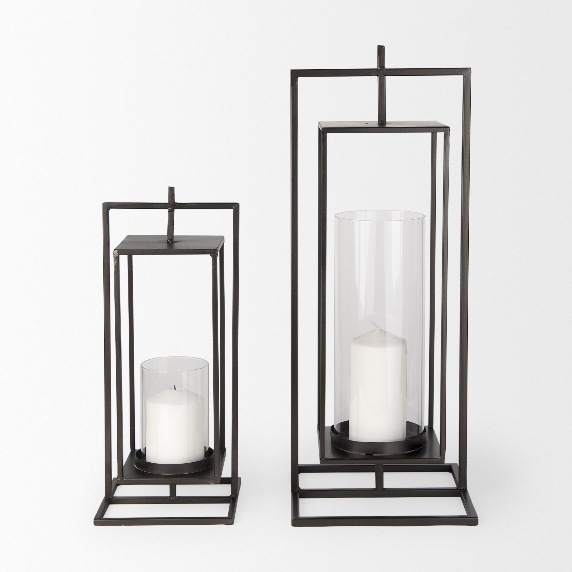 Albus I Large Black Metal Rectangular Table Candle Holder