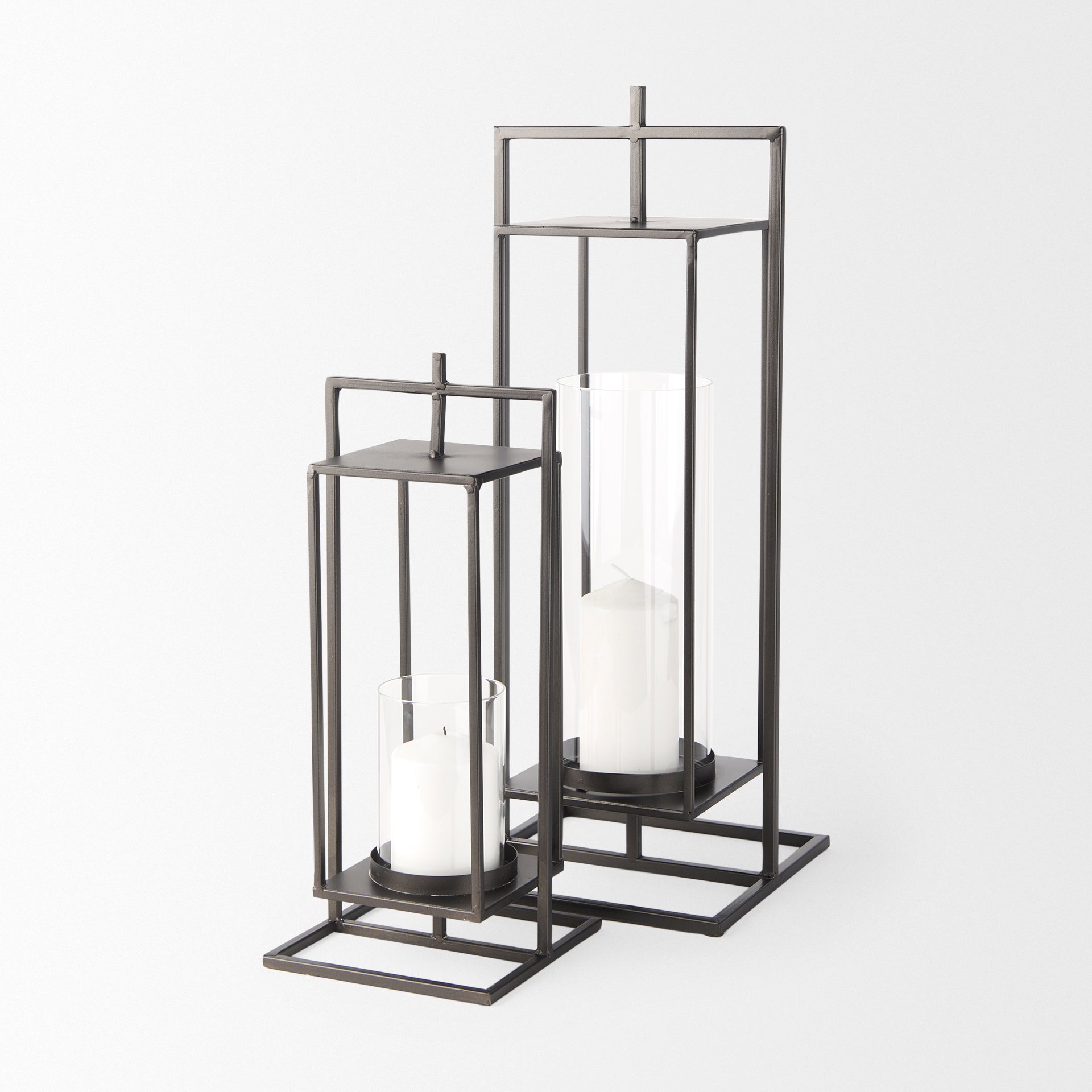 Albus I Large Black Metal Rectangular Table Candle Holder
