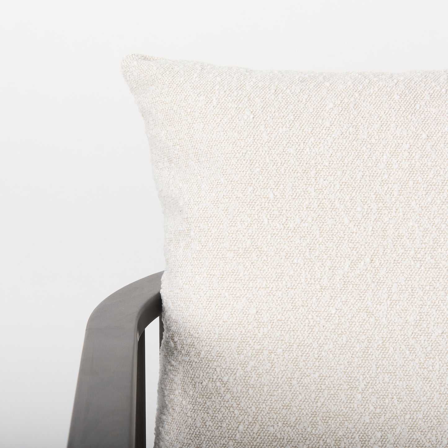 Kopari 30.1L x 30.5W x 37.2H White Boucle Fabric W/Dark Brown Wood Accent Chair