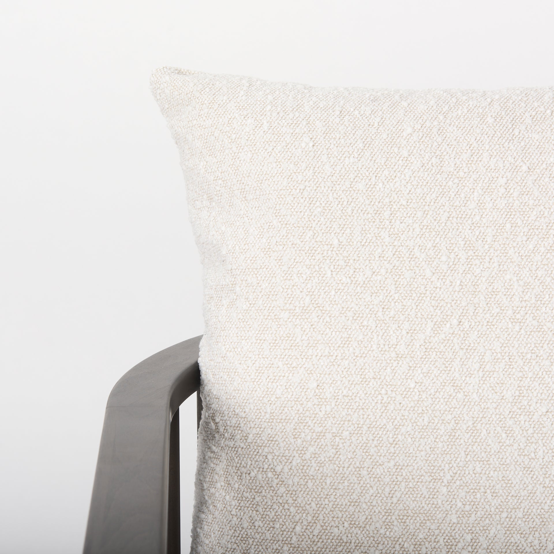 Kopari 30.1L x 30.5W x 37.2H White Boucle Fabric W/Dark Brown Wood Accent Chair