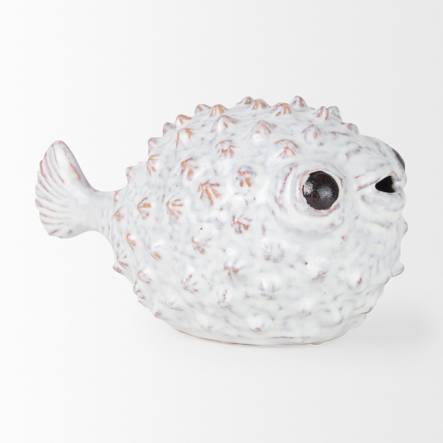 Spike II (Large) 10L x 6W Off-White Ceramic Puffer Fish