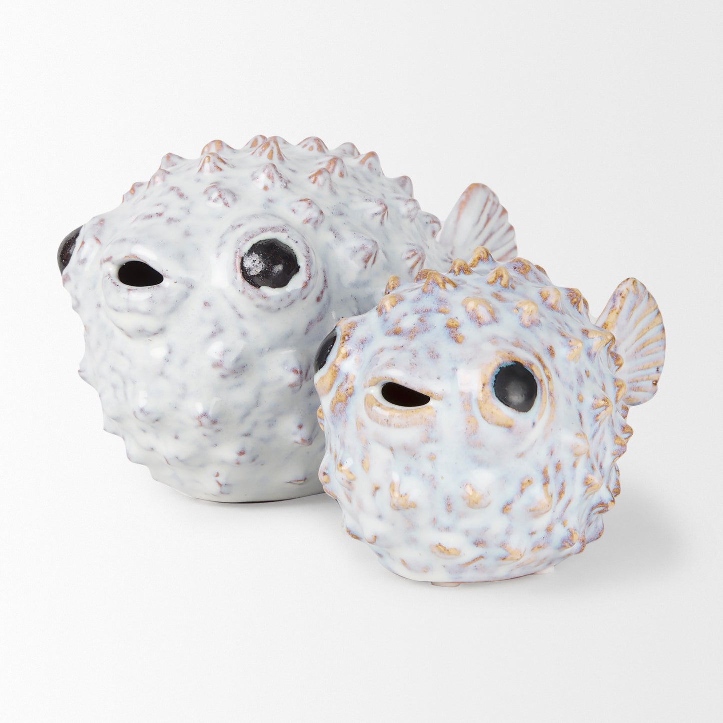 Spike II (Large) 10L x 6W Off-White Ceramic Puffer Fish