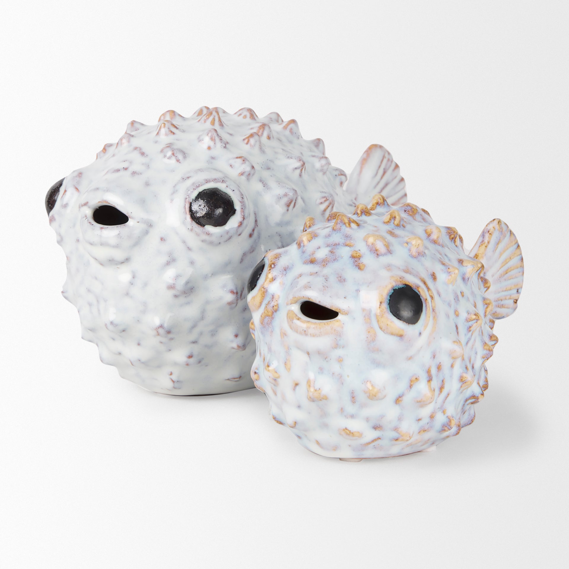 Spike II (Large) 10L x 6W Off-White Ceramic Puffer Fish