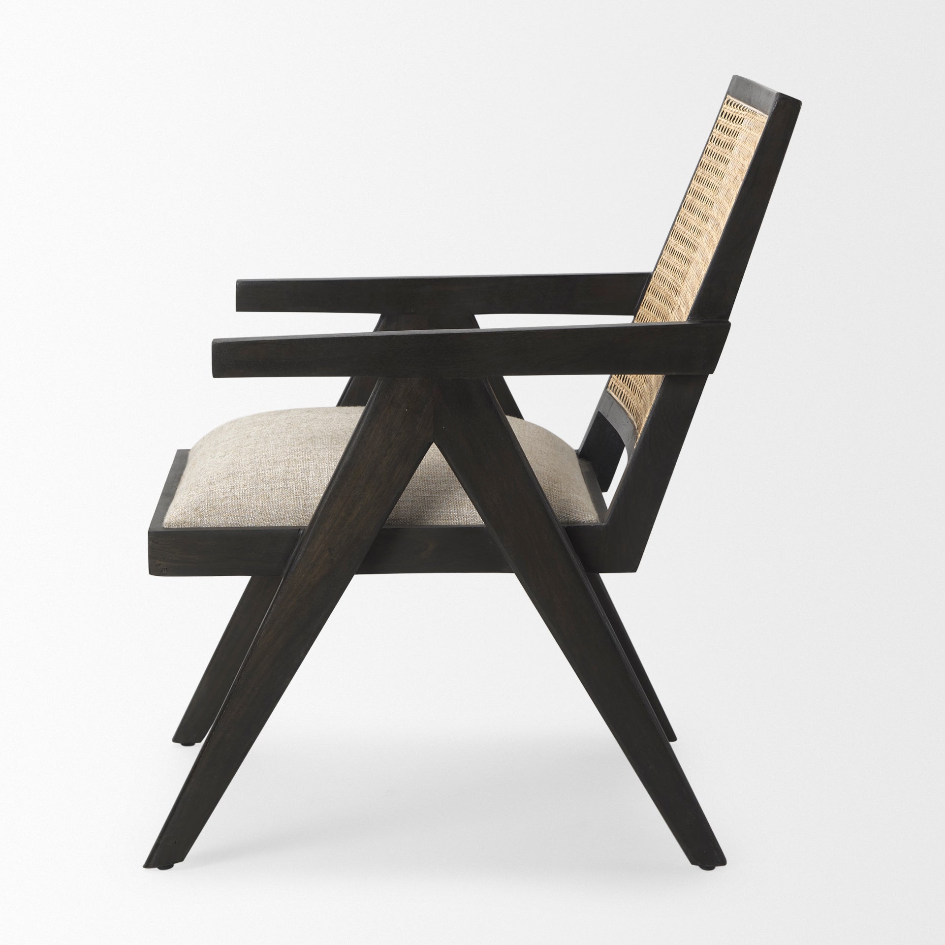 Donna Accent Chair Black Wood | Cane Back | Beige Upholstery - accent-chairs