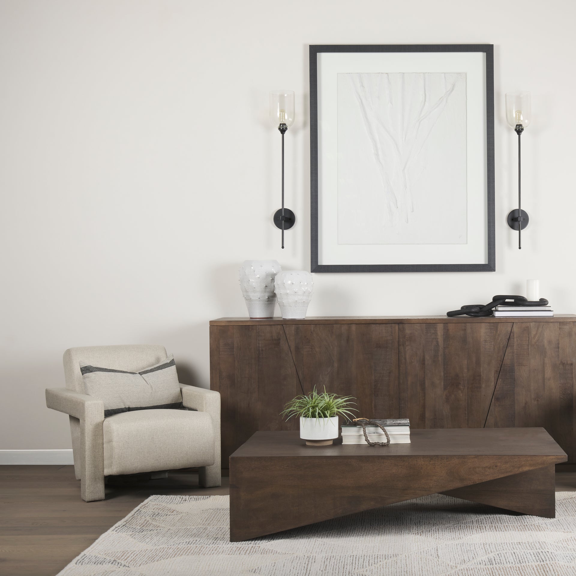 West 82.0L x 18.0W x 34.0H Wooden Angular Sideboard