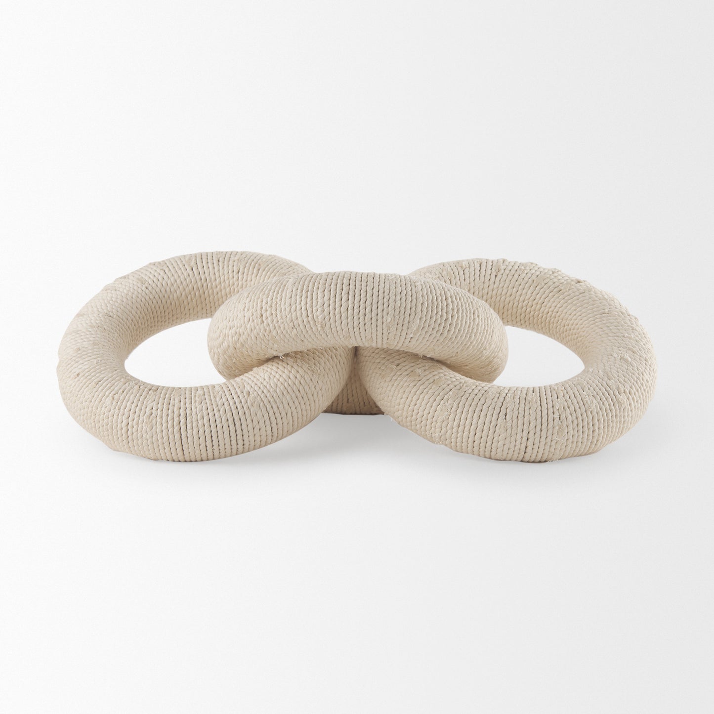 Alize Cotton Rope Wrapped Solid Wood Circular Chain Link Decorative Object