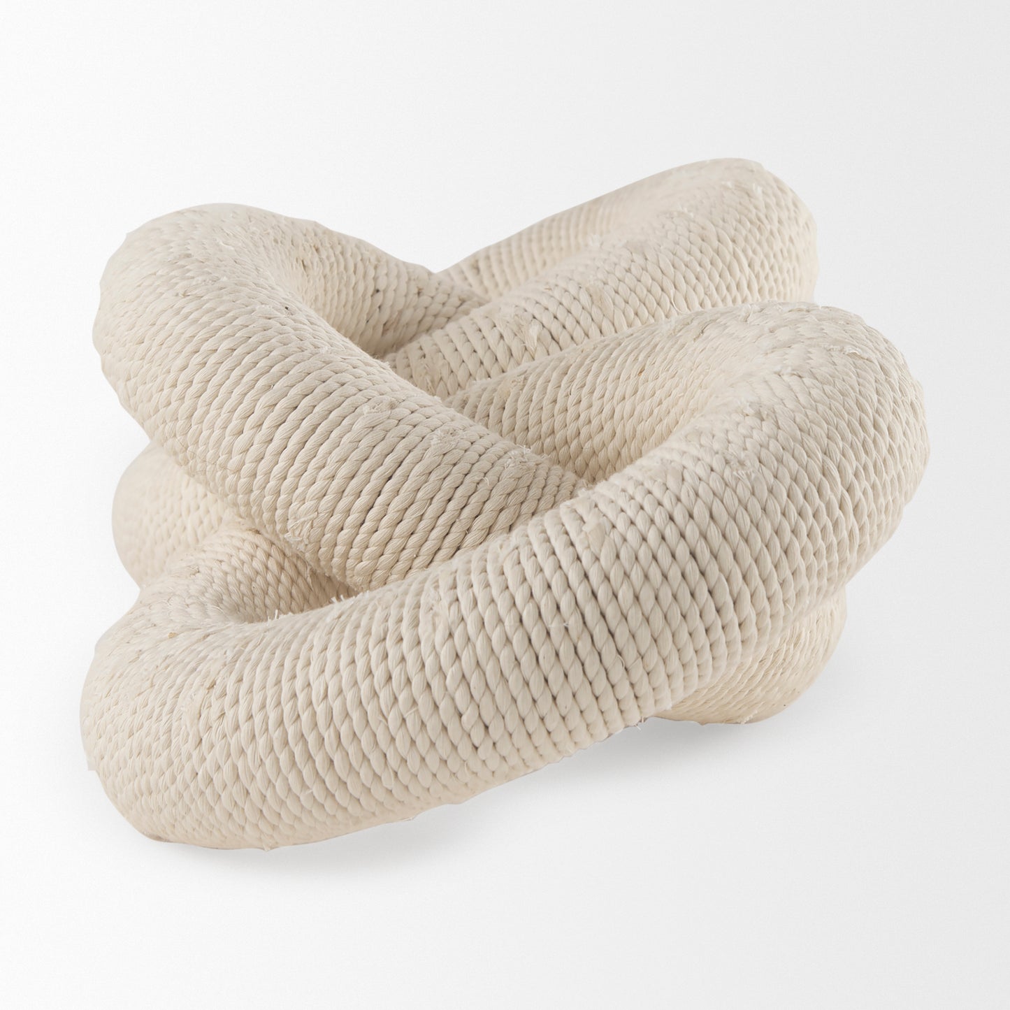 Alize Cotton Rope Wrapped Solid Wood Circular Chain Link Decorative Object