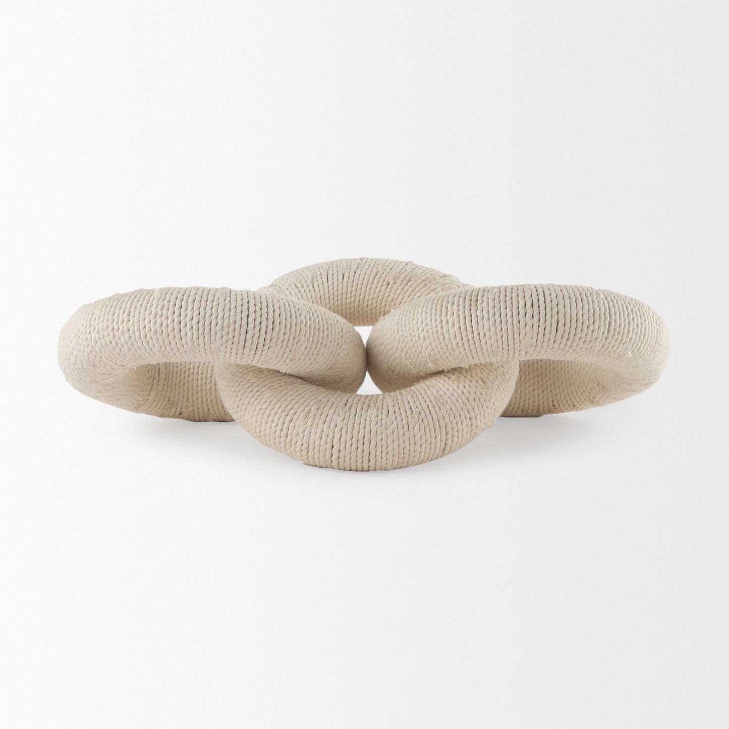 Alize Cotton Rope Wrapped Solid Wood Circular Chain Link Decorative Object