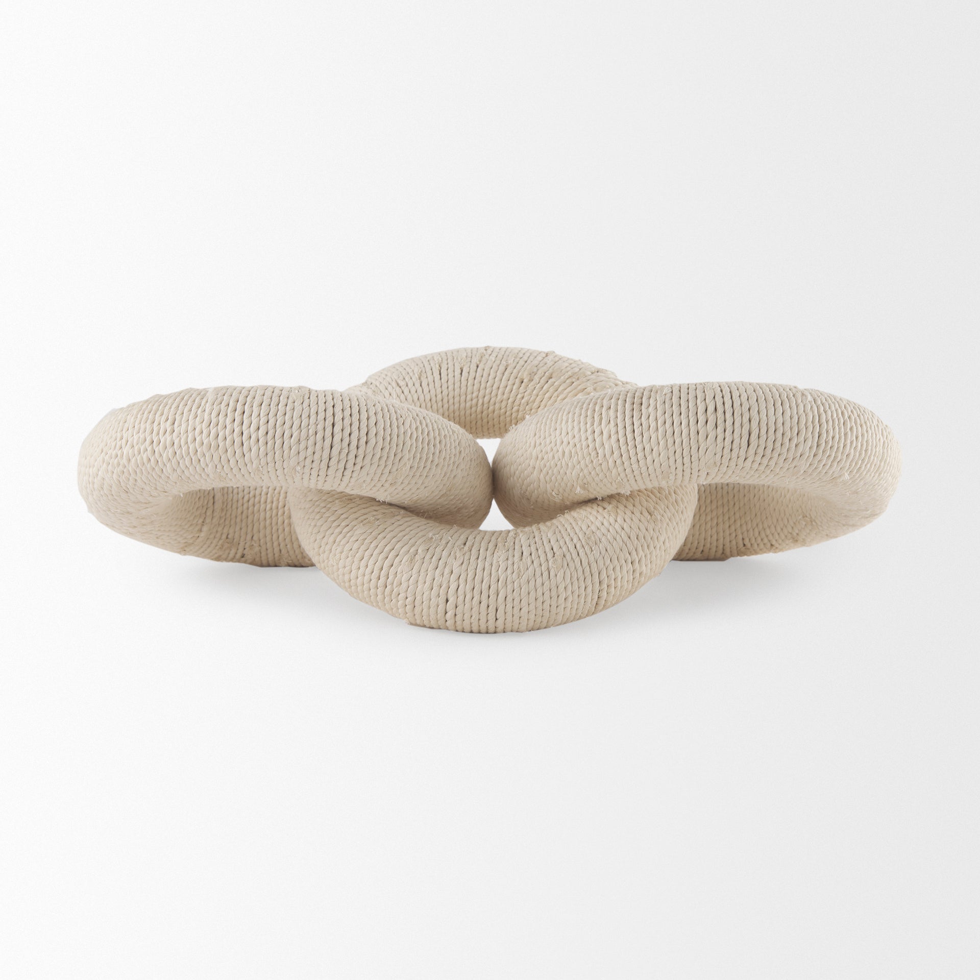 Alize Cotton Rope Wrapped Solid Wood Circular Chain Link Decorative Object