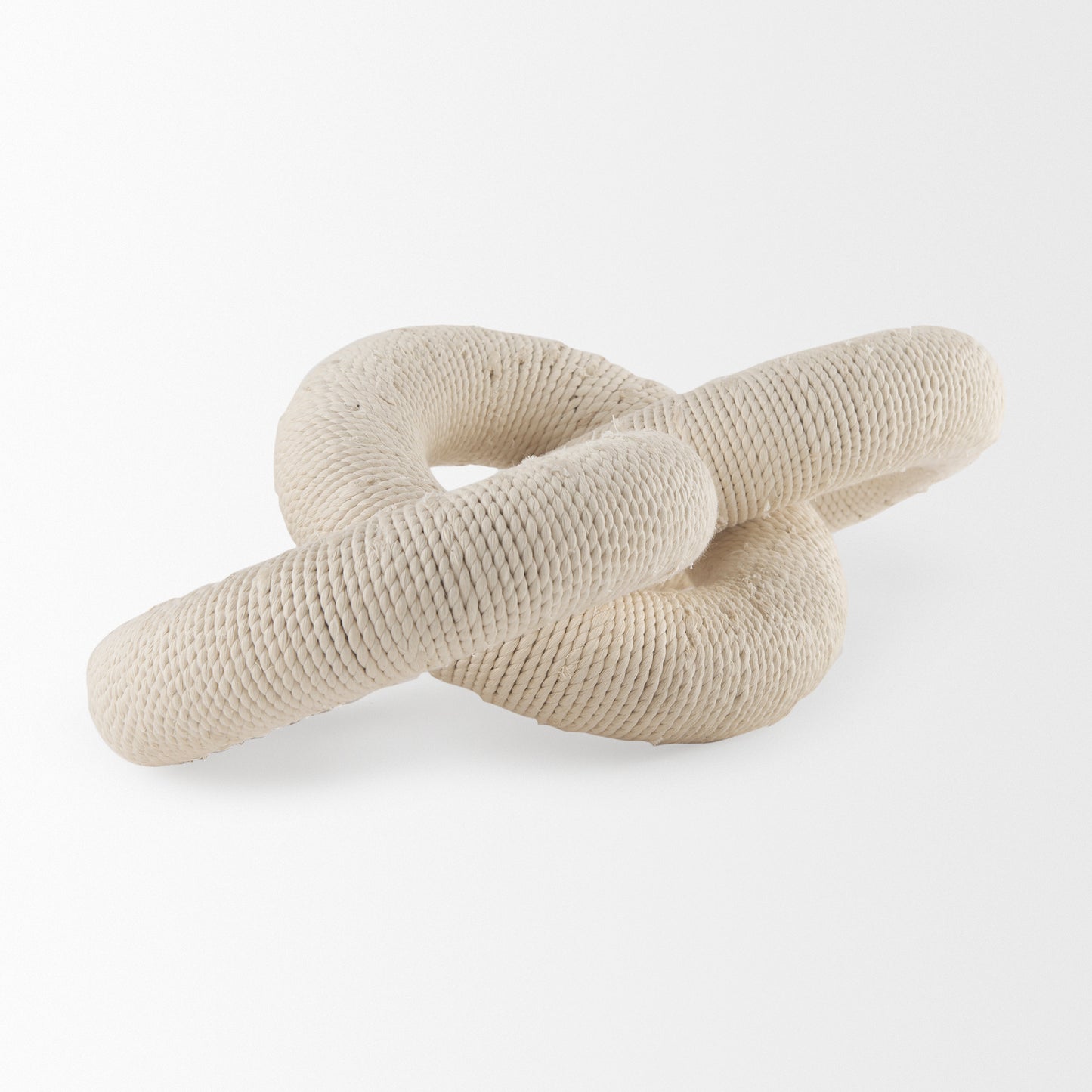Alize Cotton Rope Wrapped Solid Wood Circular Chain Link Decorative Object