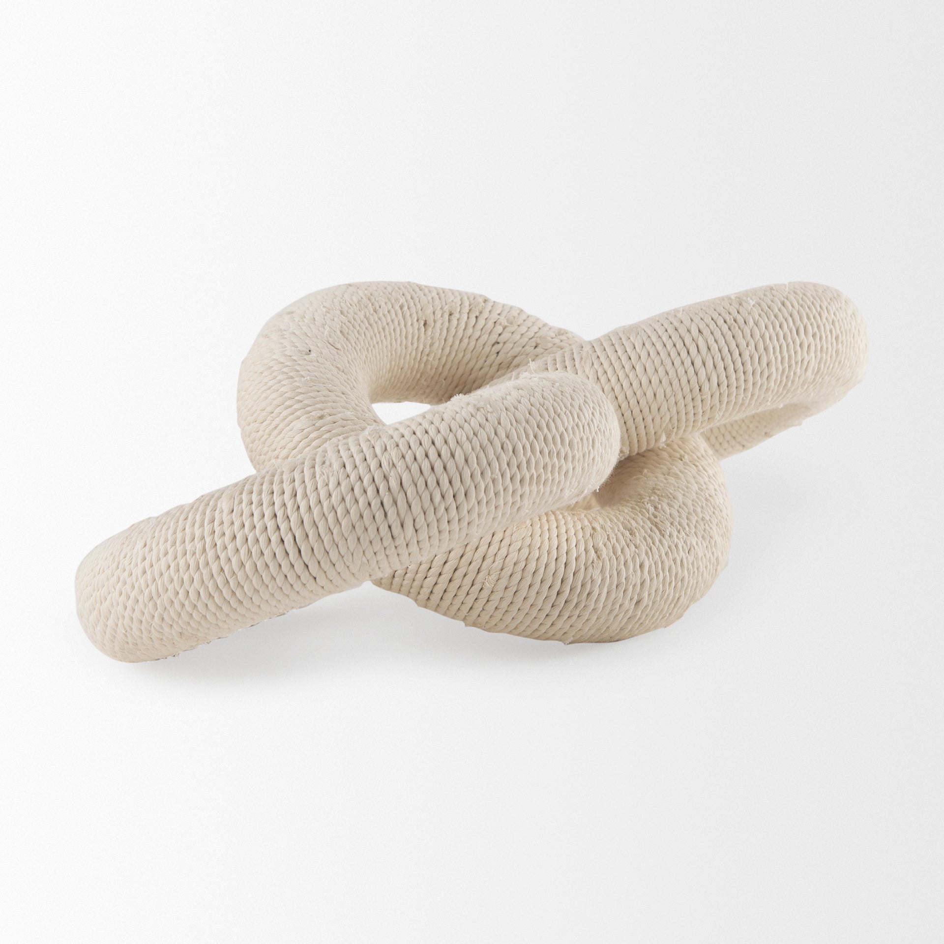 Alize Cotton Rope Wrapped Solid Wood Circular Chain Link Decorative Object