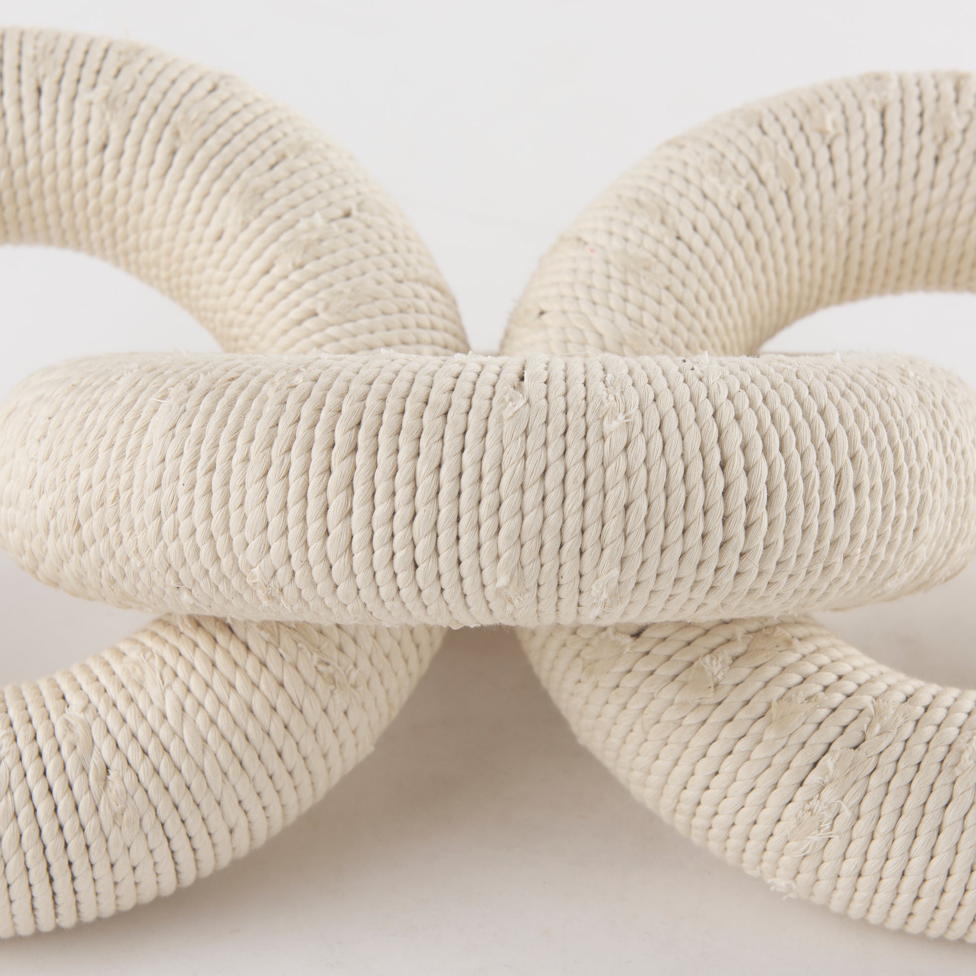Alize Cotton Rope Wrapped Solid Wood Circular Chain Link Decorative Object