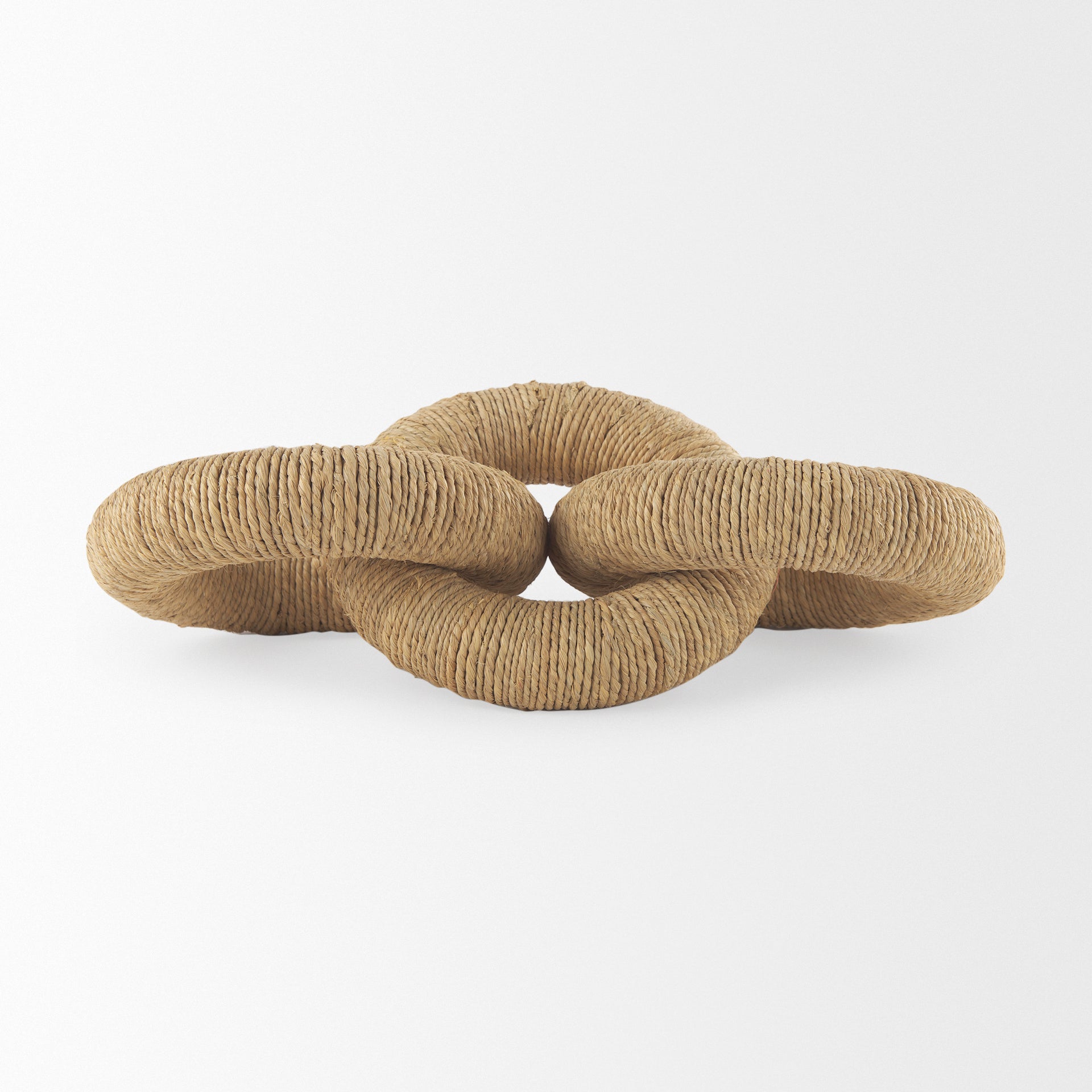 Alize Jute Wrapped Solid Wood Circular Chain Link Decorative Object