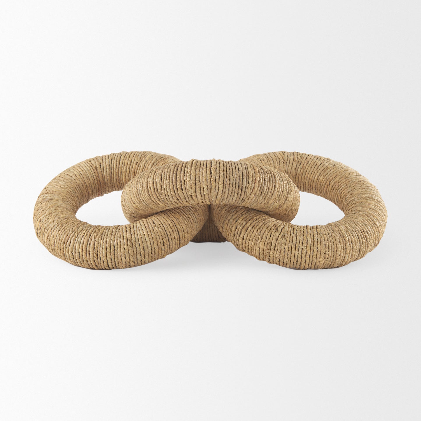 Alize Jute Wrapped Solid Wood Circular Chain Link Decorative Object