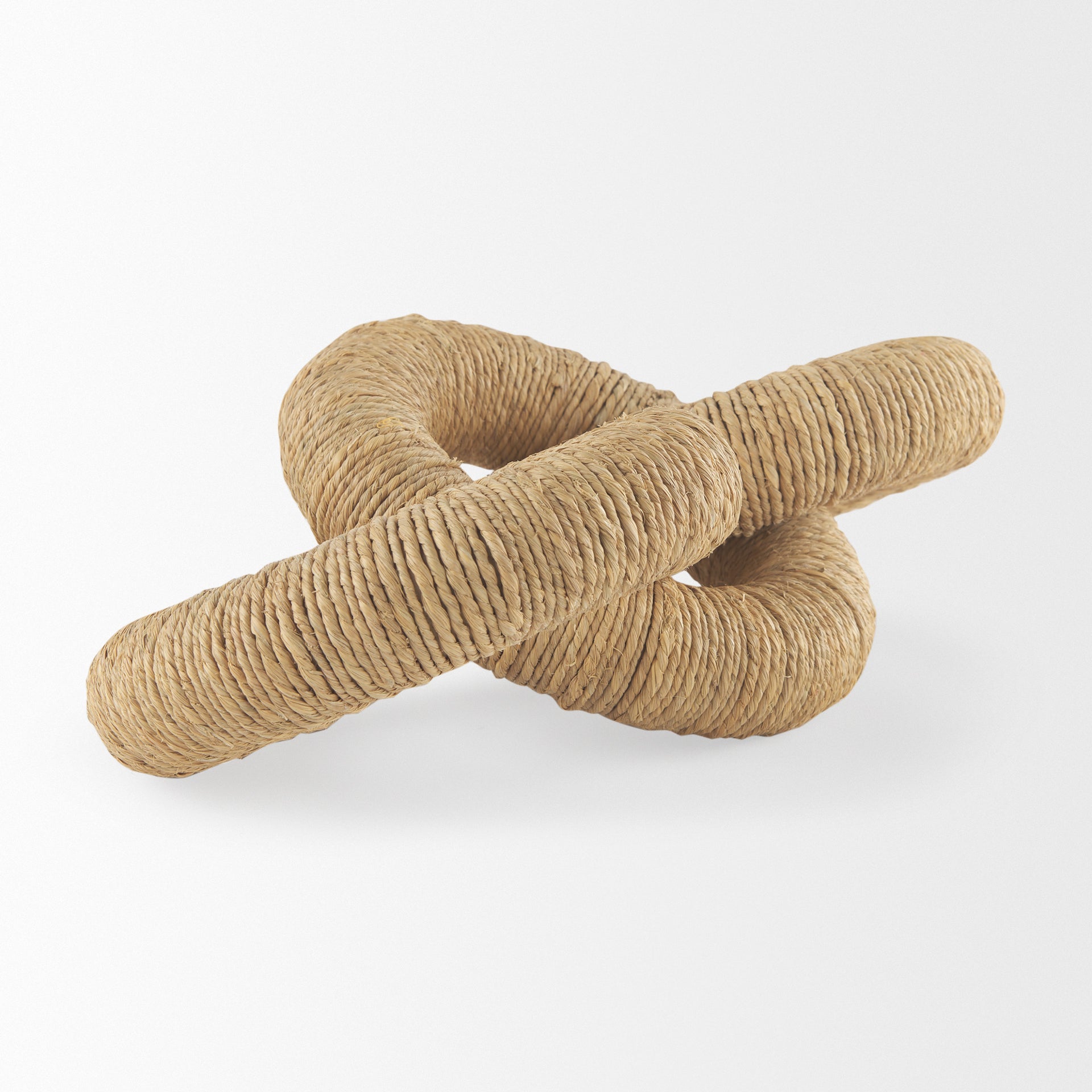 Alize Jute Wrapped Solid Wood Circular Chain Link Decorative Object