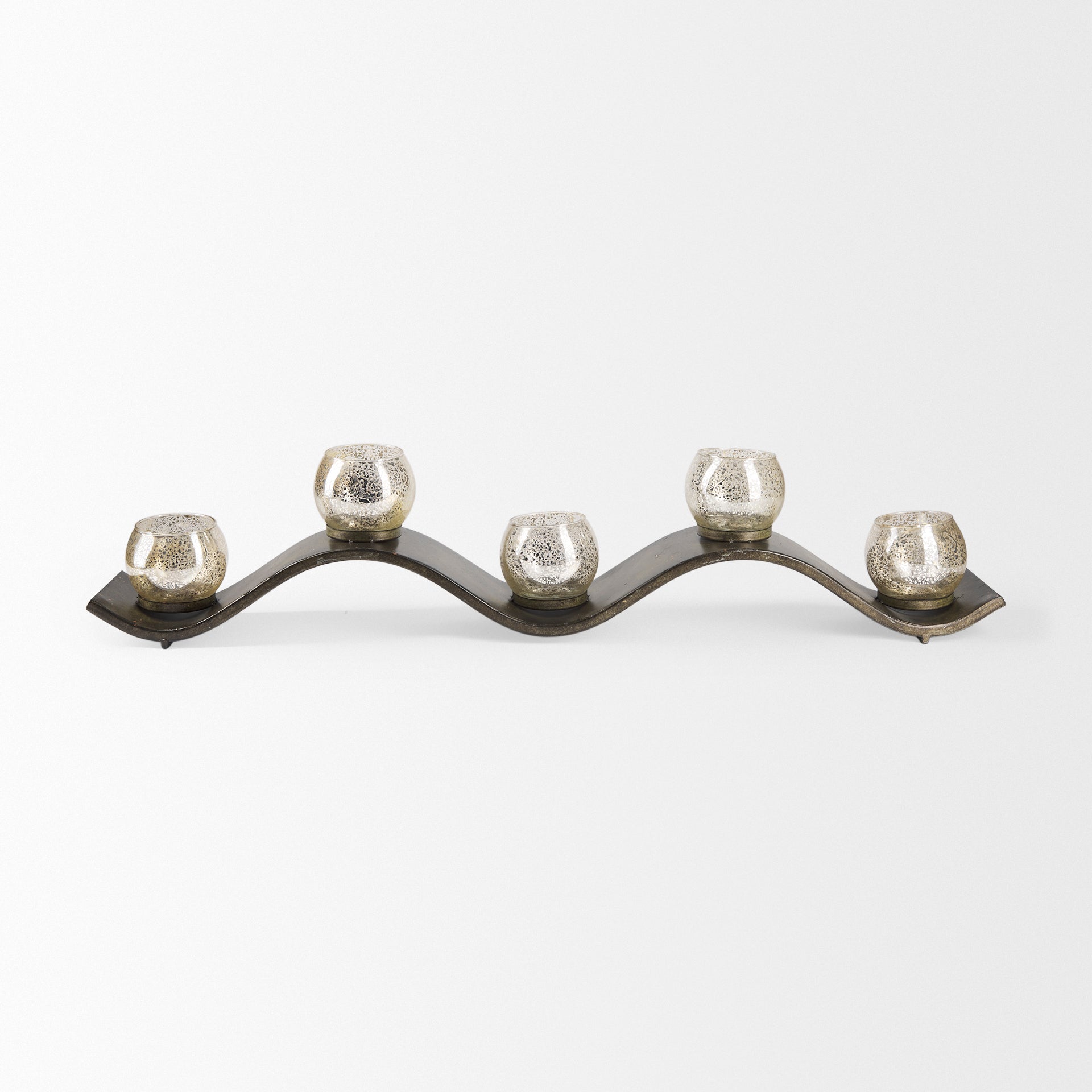 Lux Copper Metal Five Hurricane Glass Holder Table Candle Holder