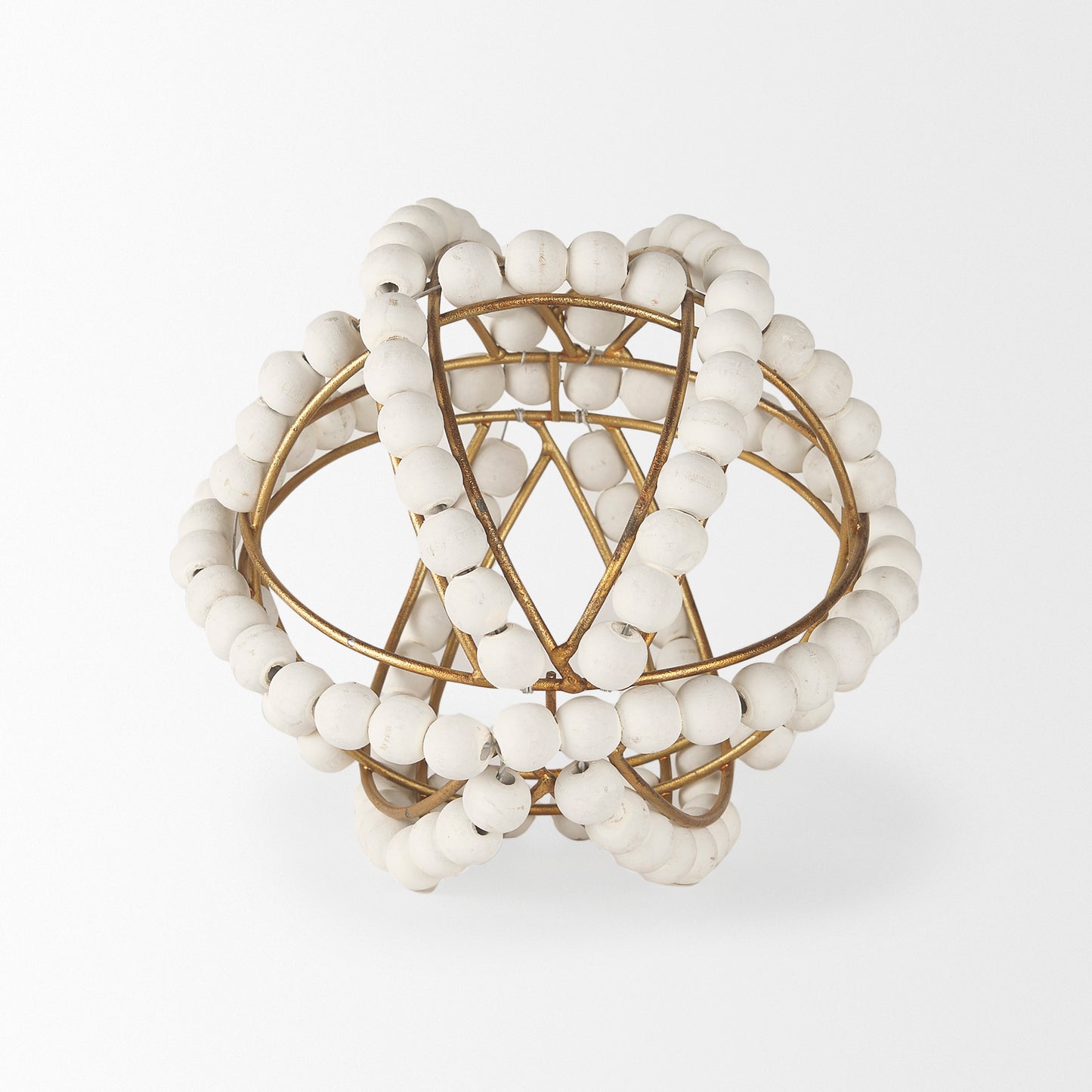 Espanlade I Small 9L x 9W White Wooden Beaded Orb