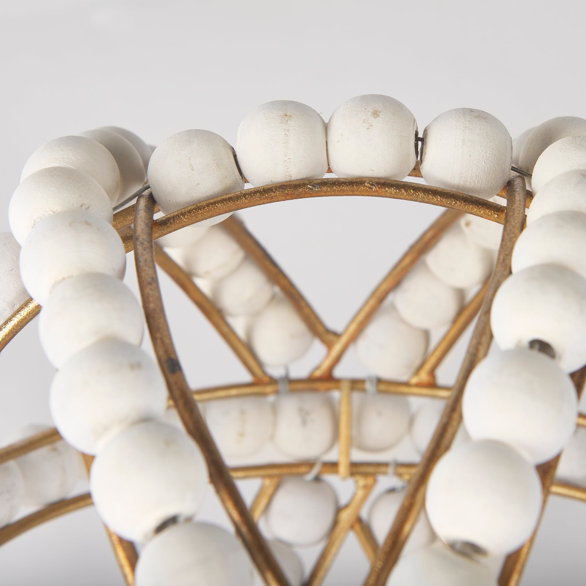 Espanlade I Small 9L x 9W White Wooden Beaded Orb