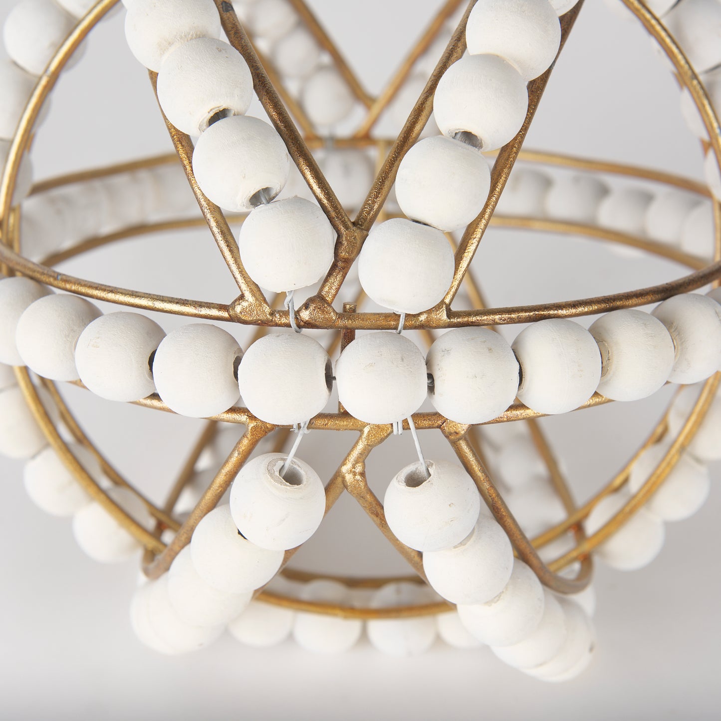 Espanlade I Small 9L x 9W White Wooden Beaded Orb