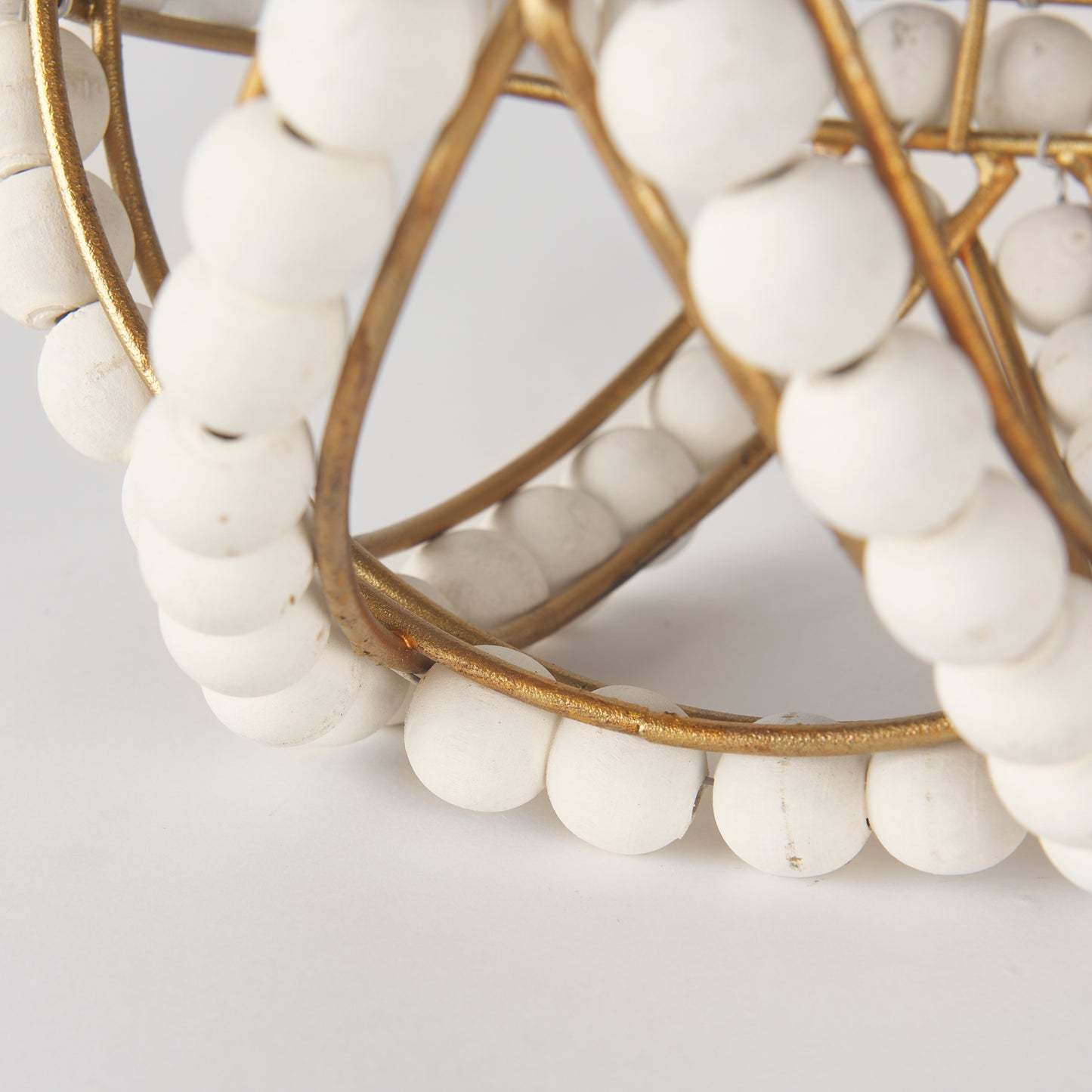 Espanlade I Small 9L x 9W White Wooden Beaded Orb