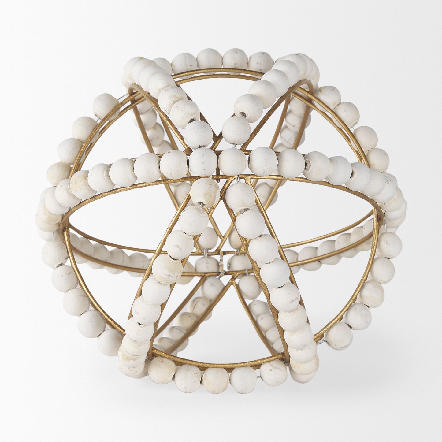 Espanlade II Large 11L x 11W White Wooden Beaded Orb