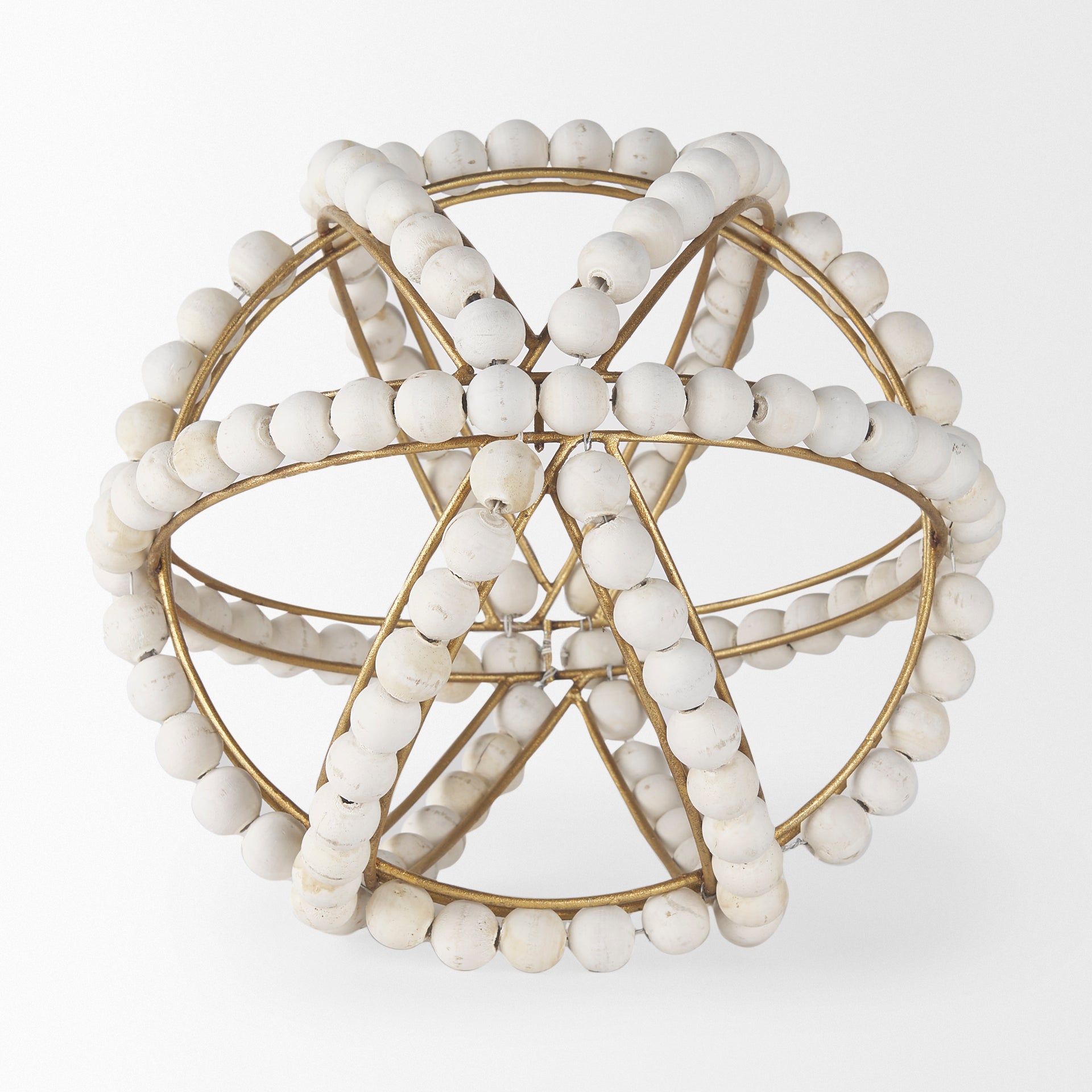Espanlade II Large 11L x 11W White Wooden Beaded Orb