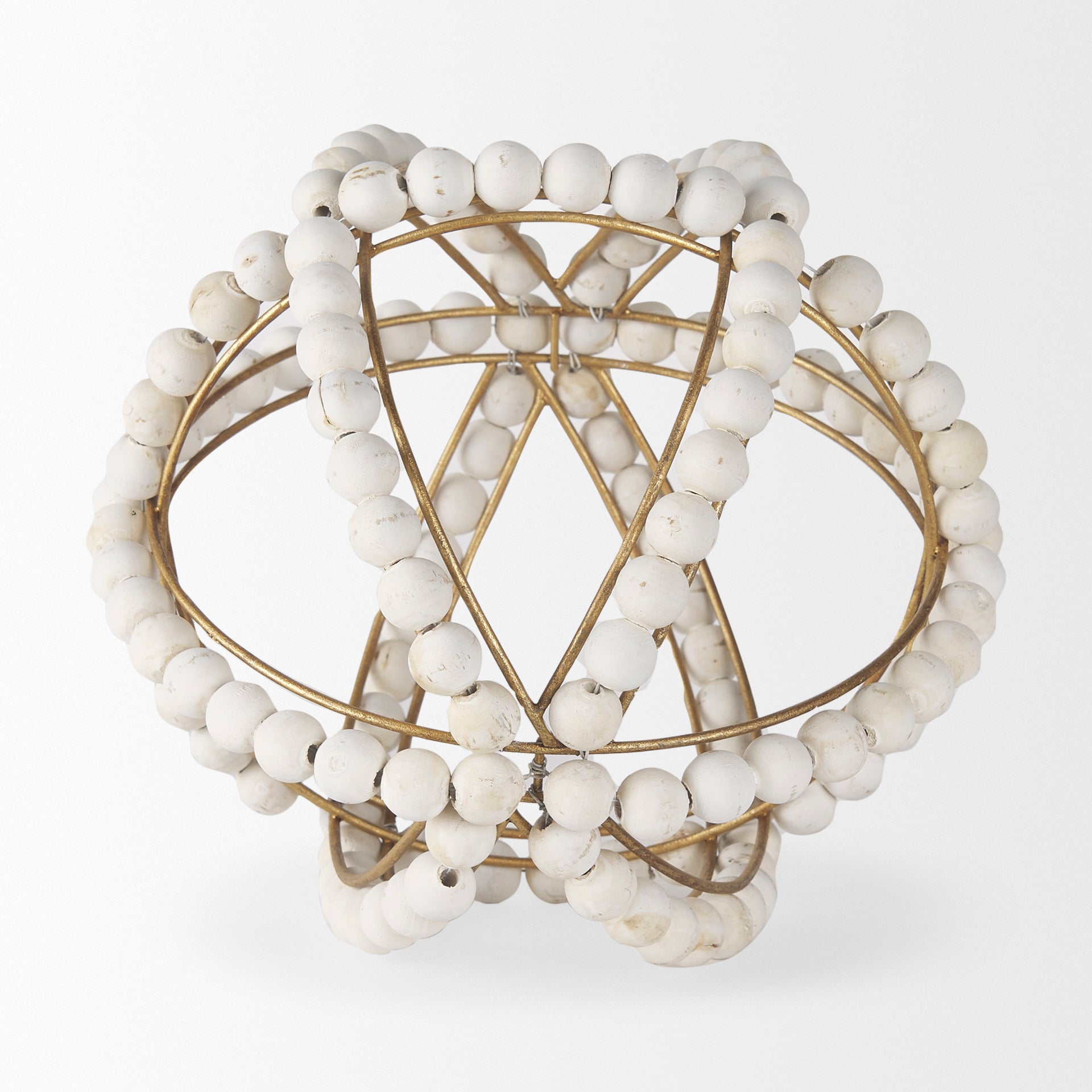 Espanlade II Large 11L x 11W White Wooden Beaded Orb