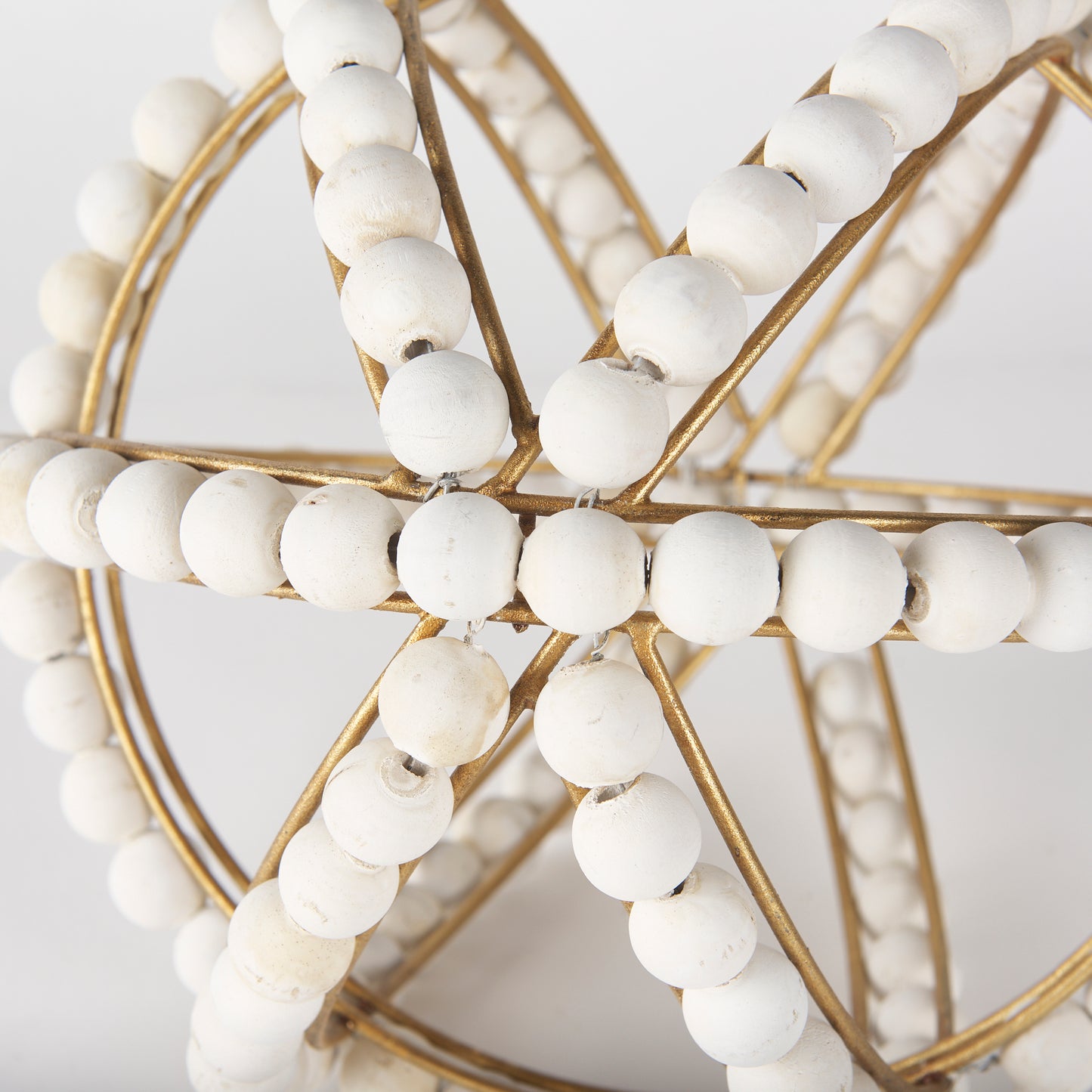 Espanlade II Large 11L x 11W White Wooden Beaded Orb