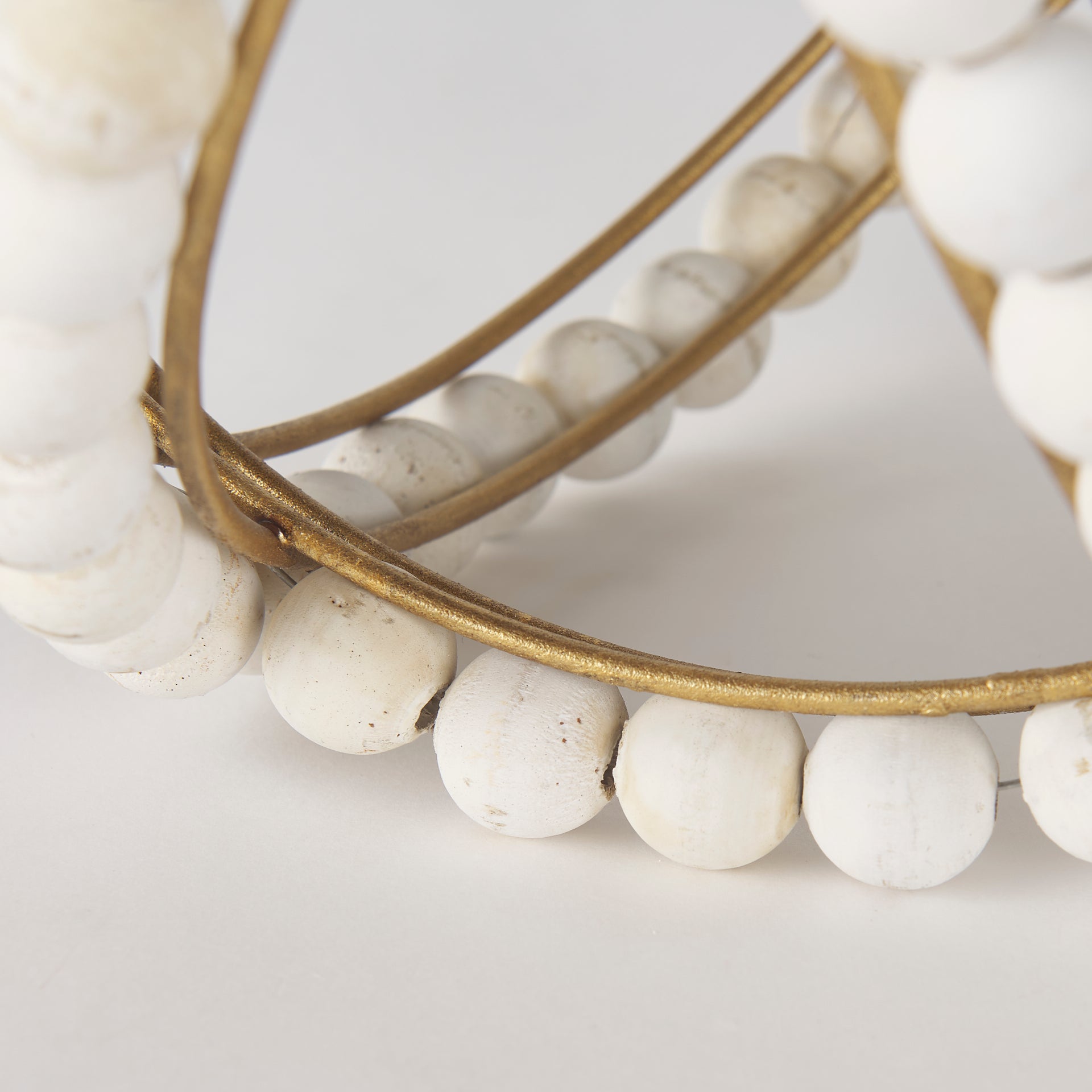 Espanlade II Large 11L x 11W White Wooden Beaded Orb