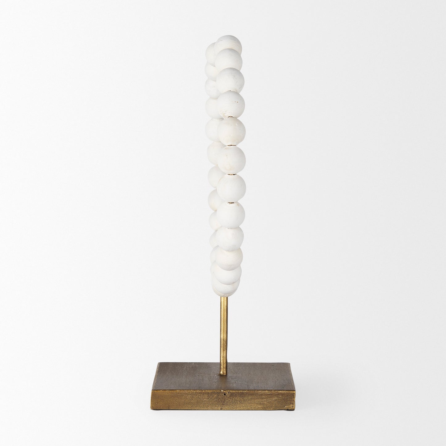 Pontchartrain II (Large) 11L x 6W White Beaded Broken Sphere Decorative Object W/ Gold Base