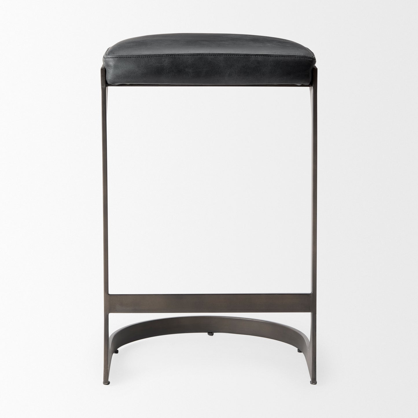 Tyson Bar Counter Stool Black Leather | Black Metal | Counter - bar-stools