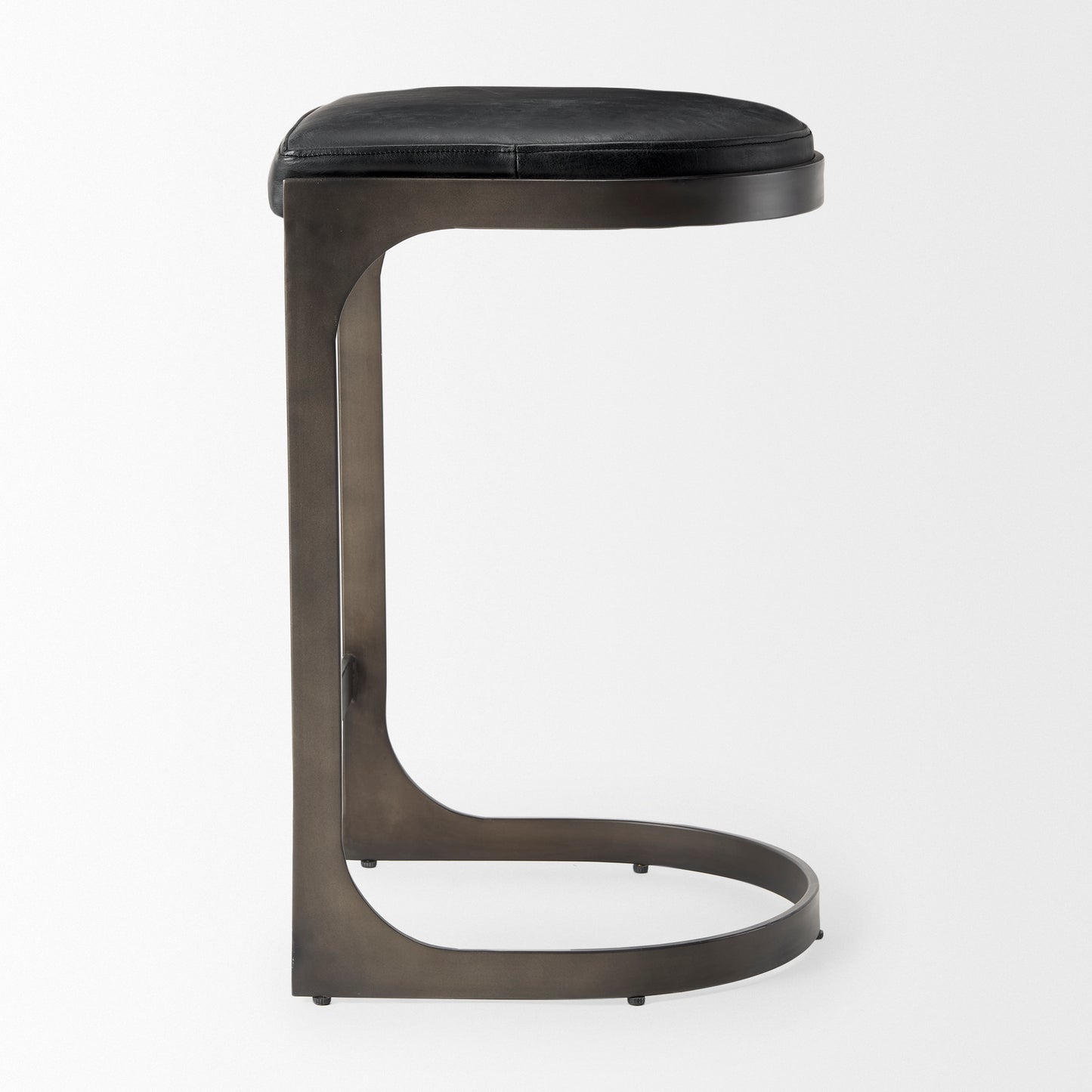 Tyson Bar Counter Stool Black Leather | Black Metal | Counter - bar-stools