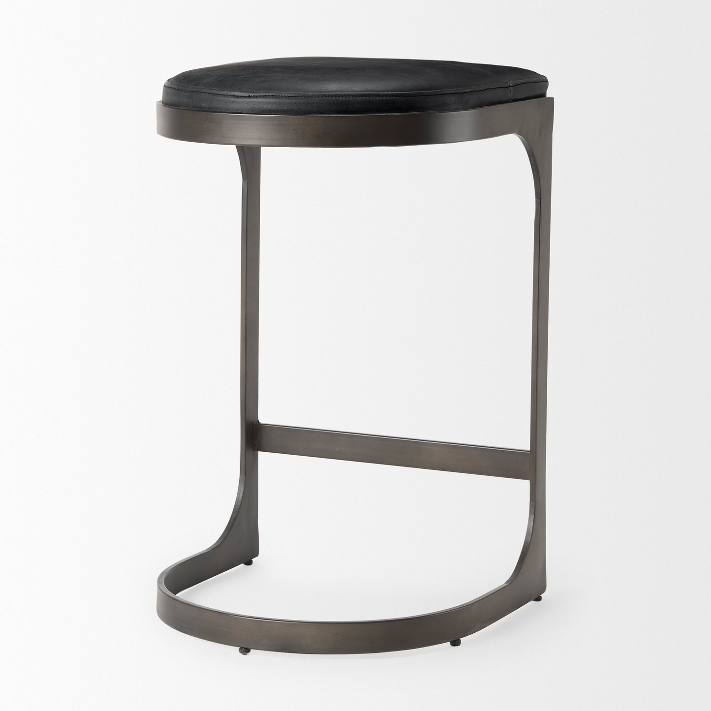 Tyson Bar Counter Stool Black Leather | Black Metal | Counter - bar-stools