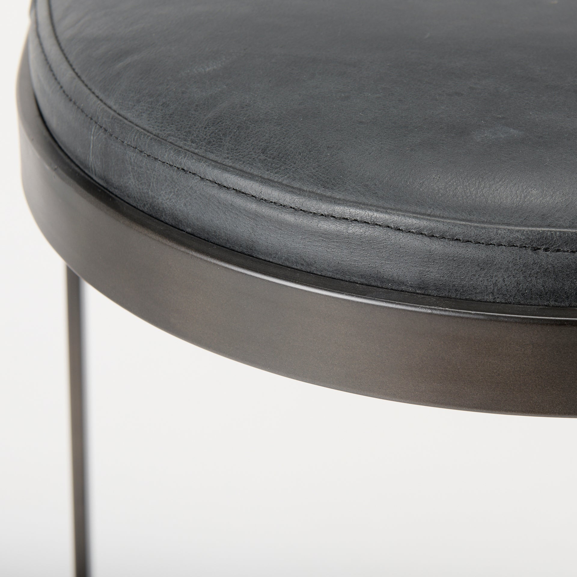 Tyson Bar Counter Stool Black Leather | Black Metal | Counter - bar-stools