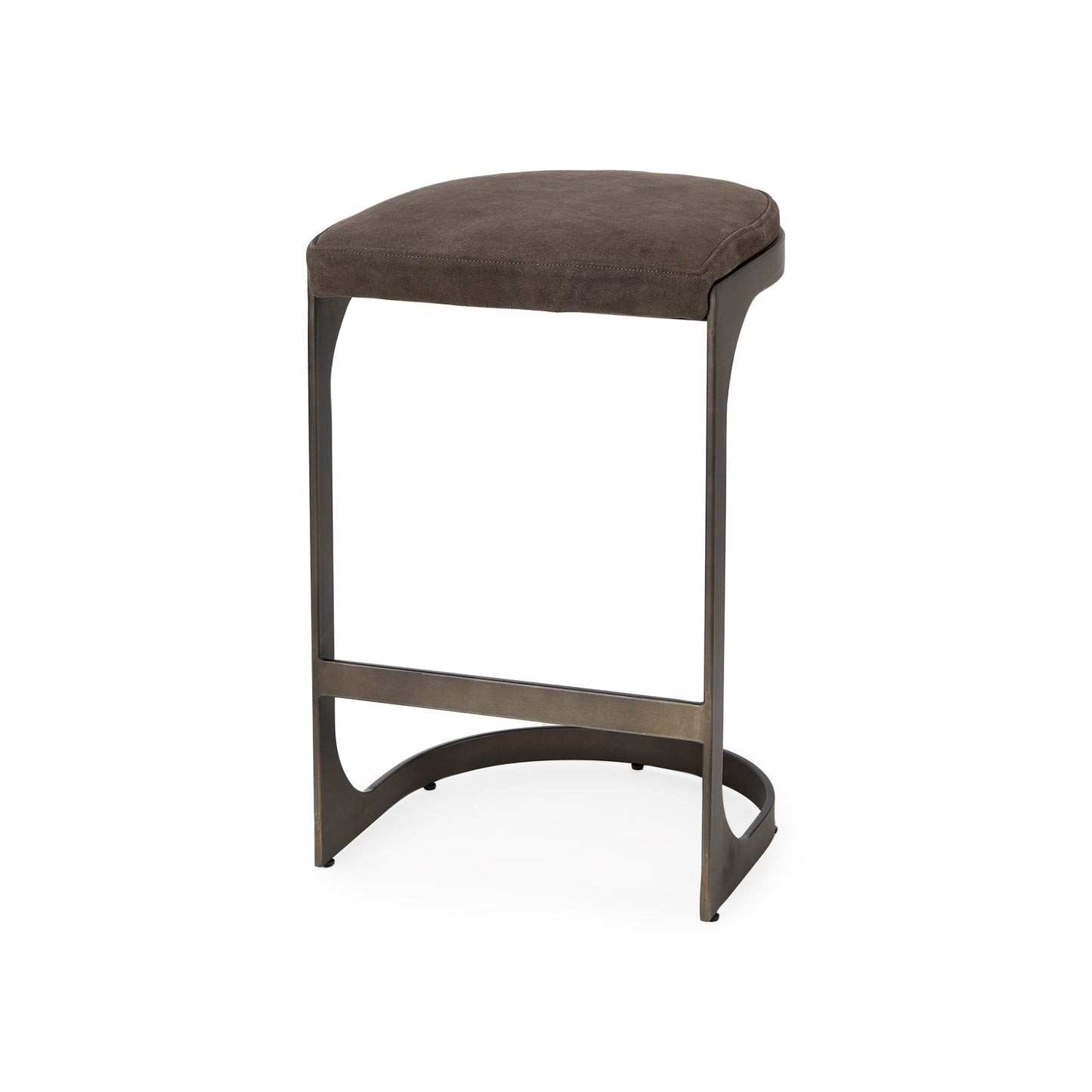 Tyson Bar Counter Stool Brown/Gray Suede | Black Metal | Counter - bar-stools