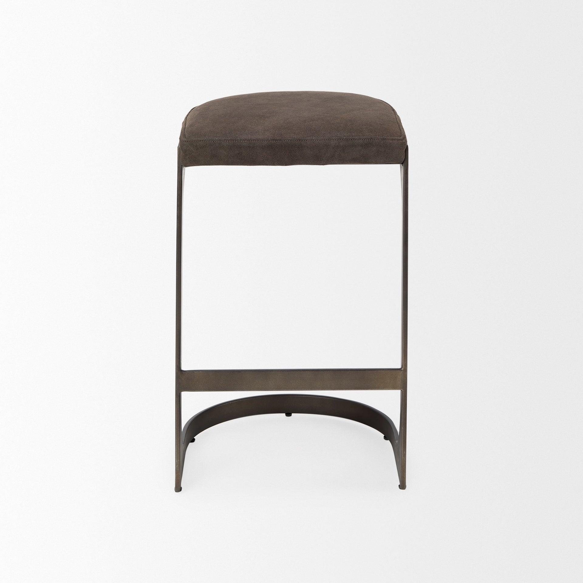 Tyson Bar Counter Stool Brown/Gray Suede | Black Metal | Counter - bar-stools