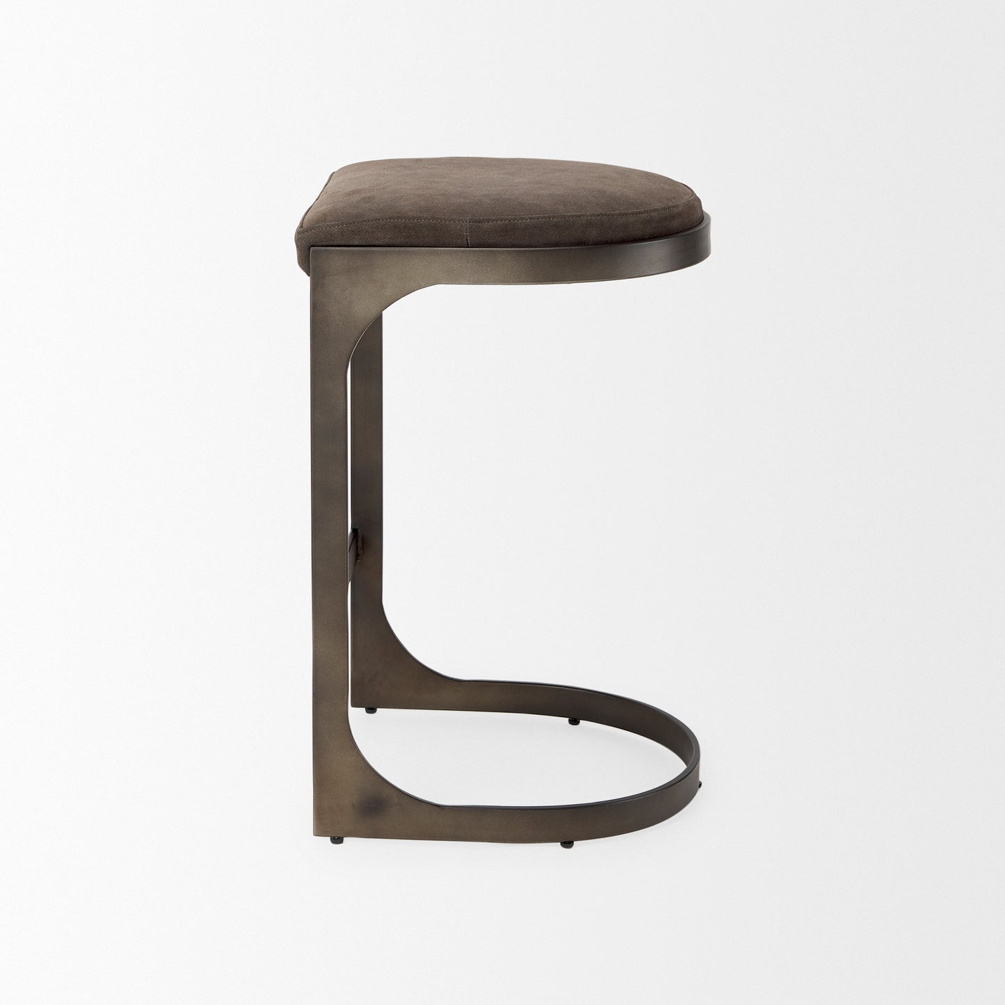 Tyson Bar Counter Stool Brown/Gray Suede | Black Metal | Counter - bar-stools